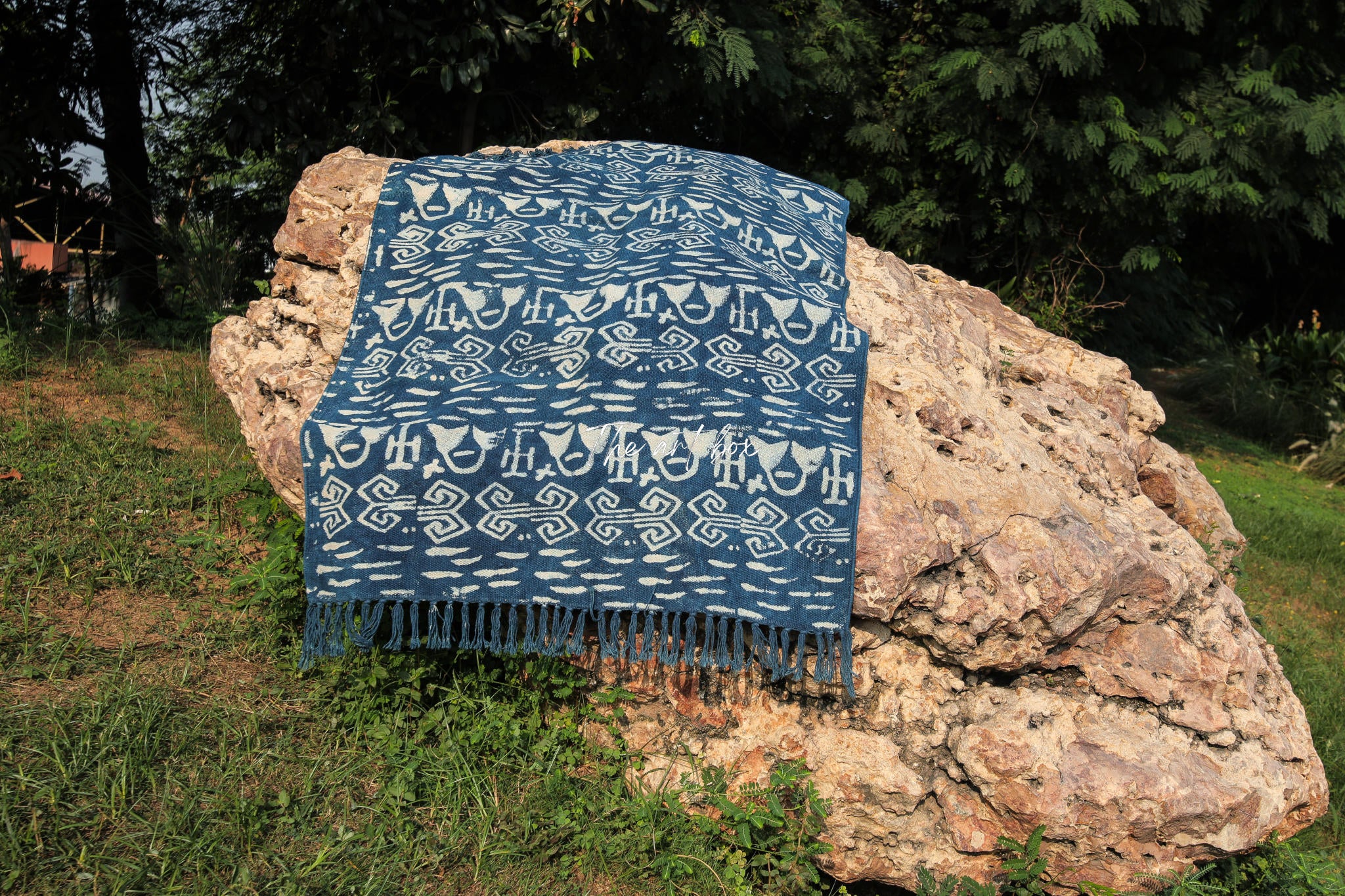 Indigo Blue Dabu Block Print Cotton Rectangle Rugs