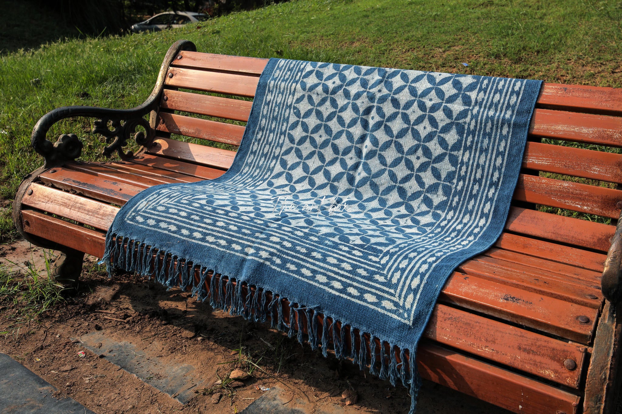Indigo Blue Hand Block Print Cotton Rectangle Rugs