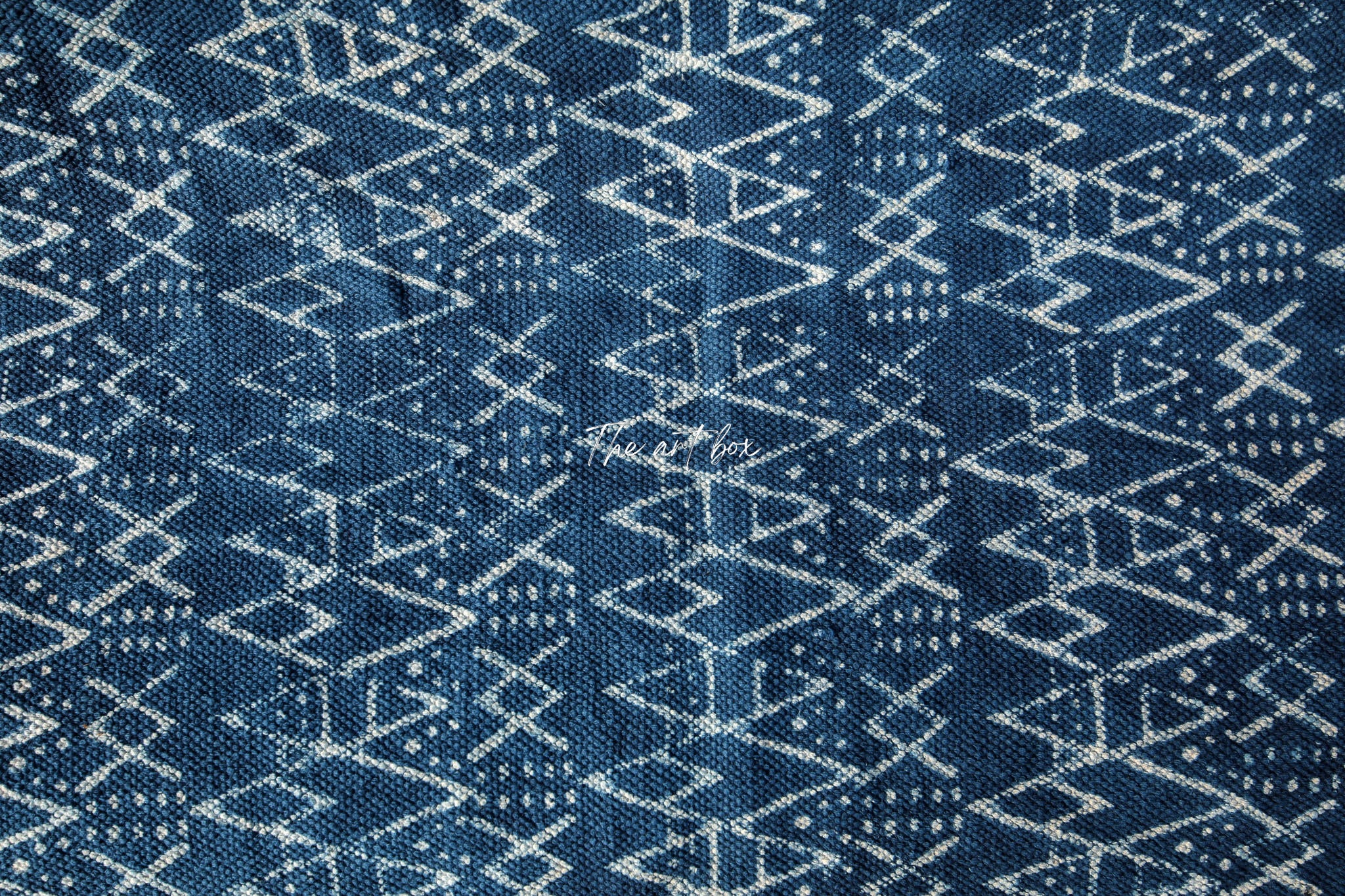 Indigo Blue Dabu Block Print Cotton Rectangle Rugs