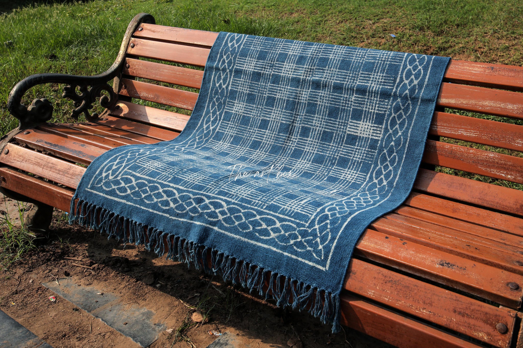 Indigo Blue Hand Block Print Cotton Rectangle Rugs