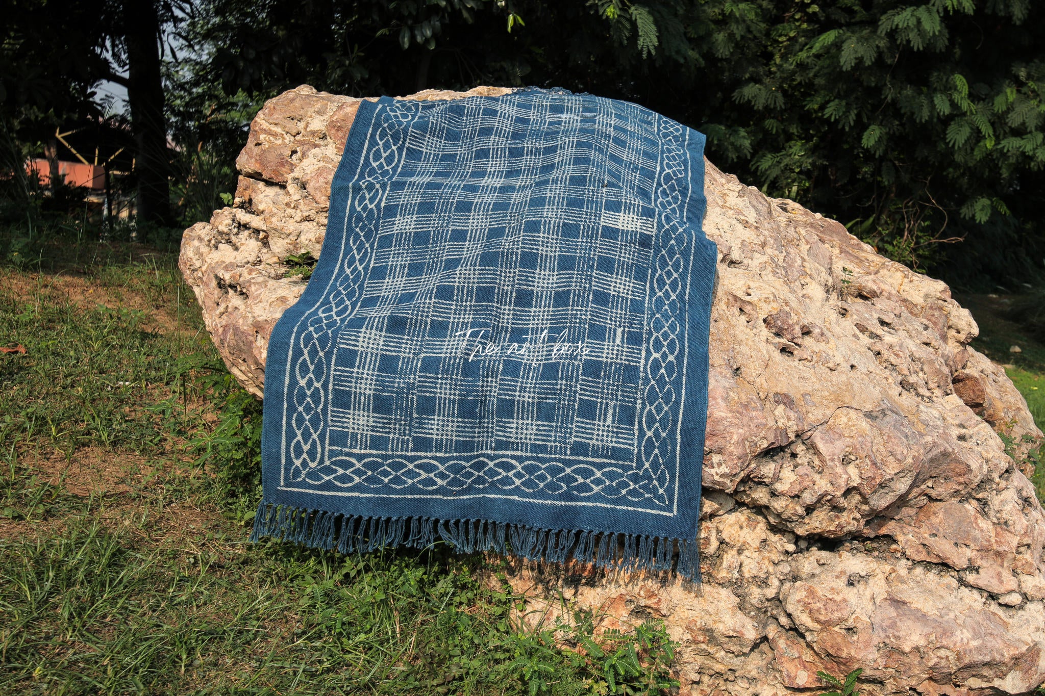 Indigo Blue Hand Block Print Cotton Rectangle Rugs