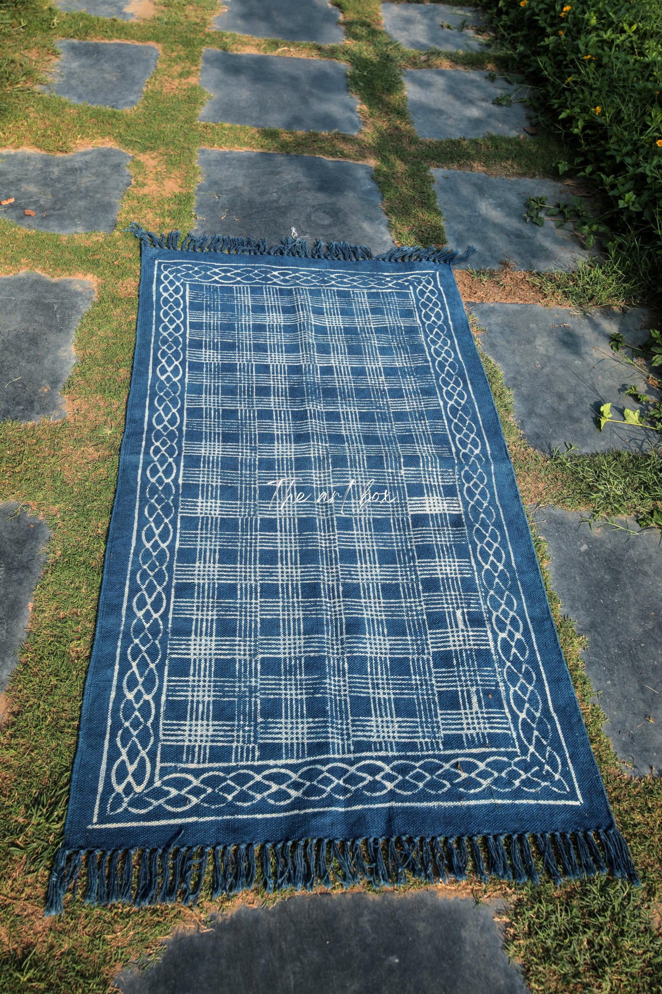 Indigo Blue Hand Block Print Cotton Rectangle Rugs