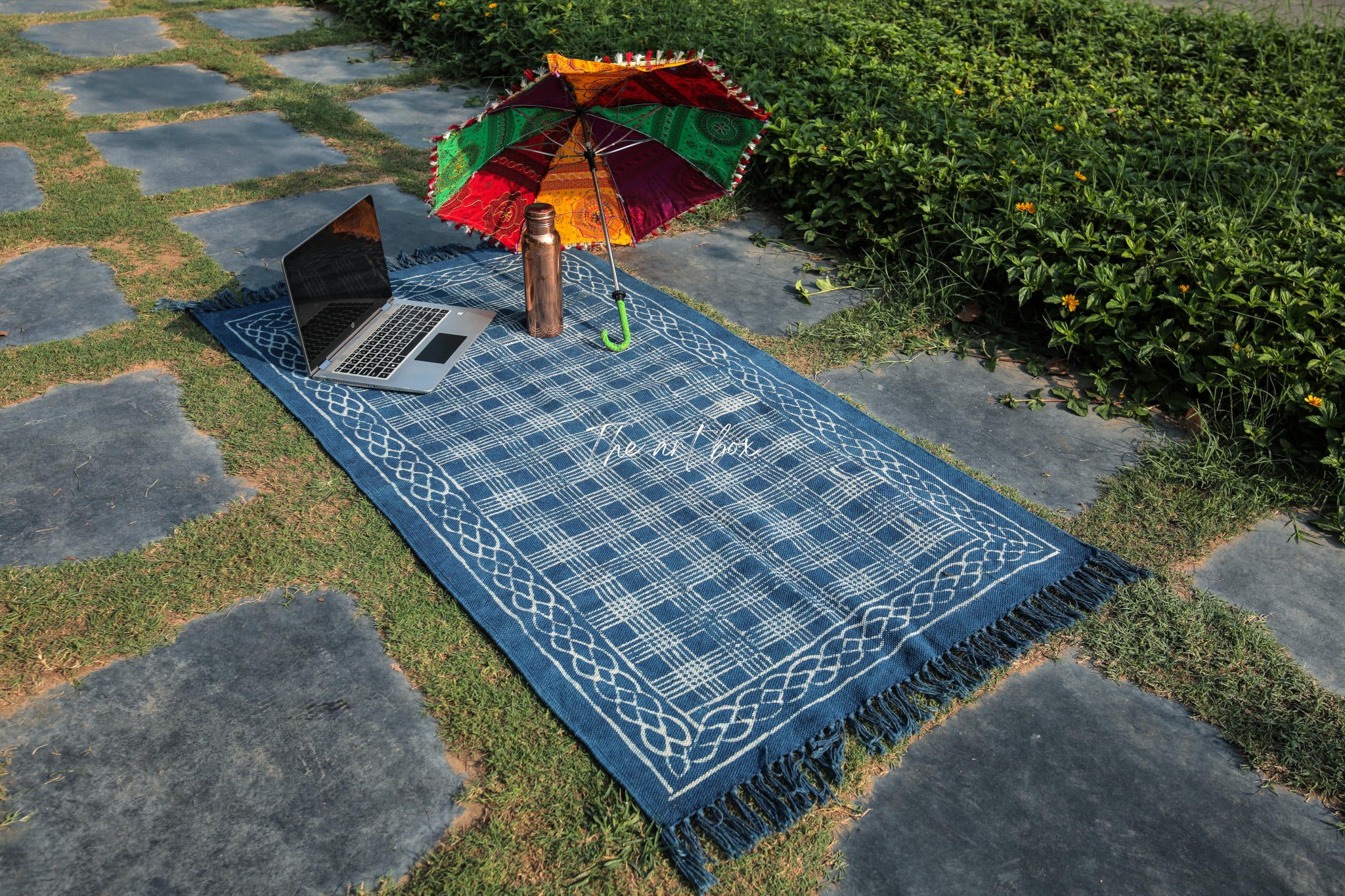 Indigo Blue Hand Block Print Cotton Rectangle Rugs