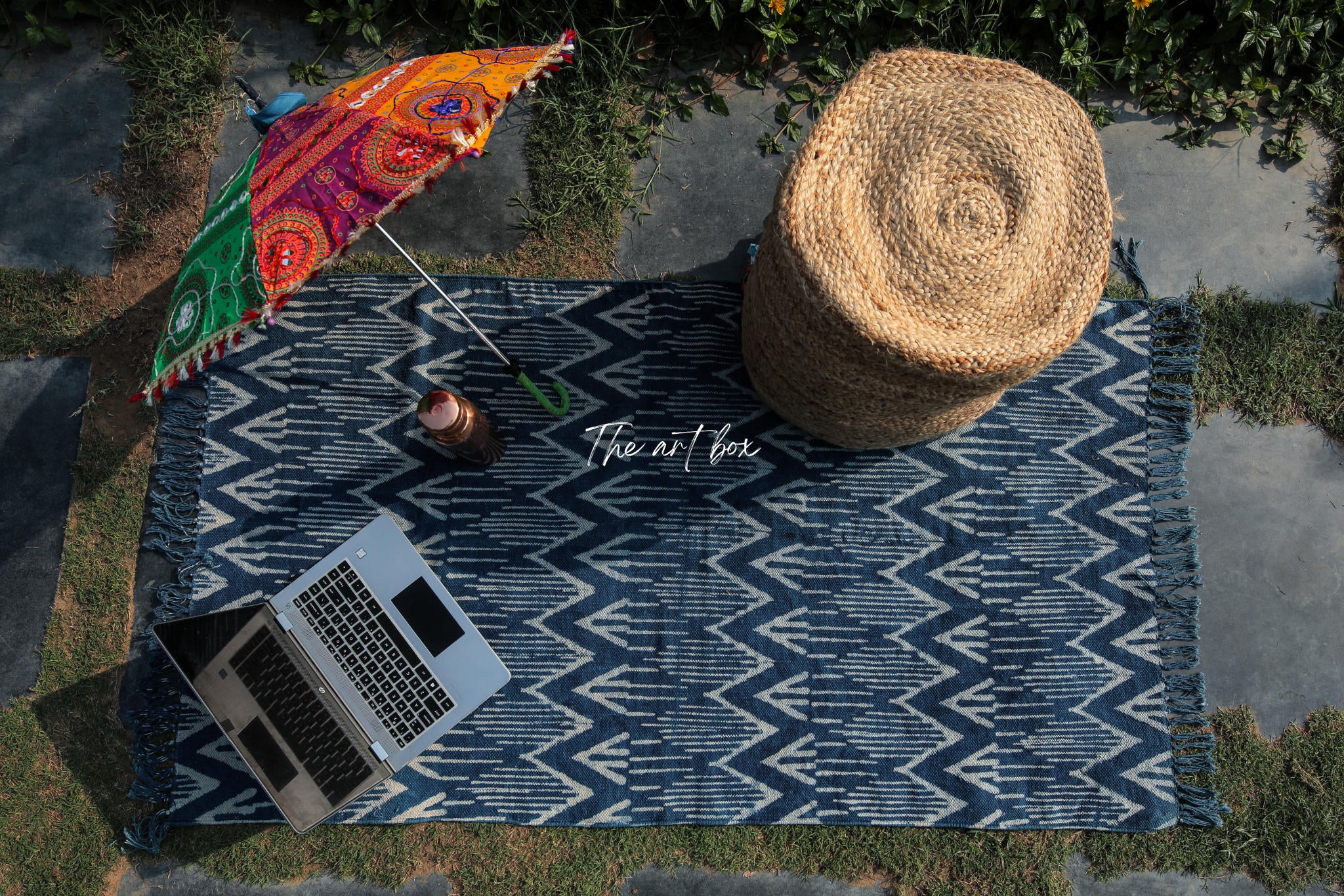 Indigo Blue Dabu Block Print Cotton Rectangle Rugs