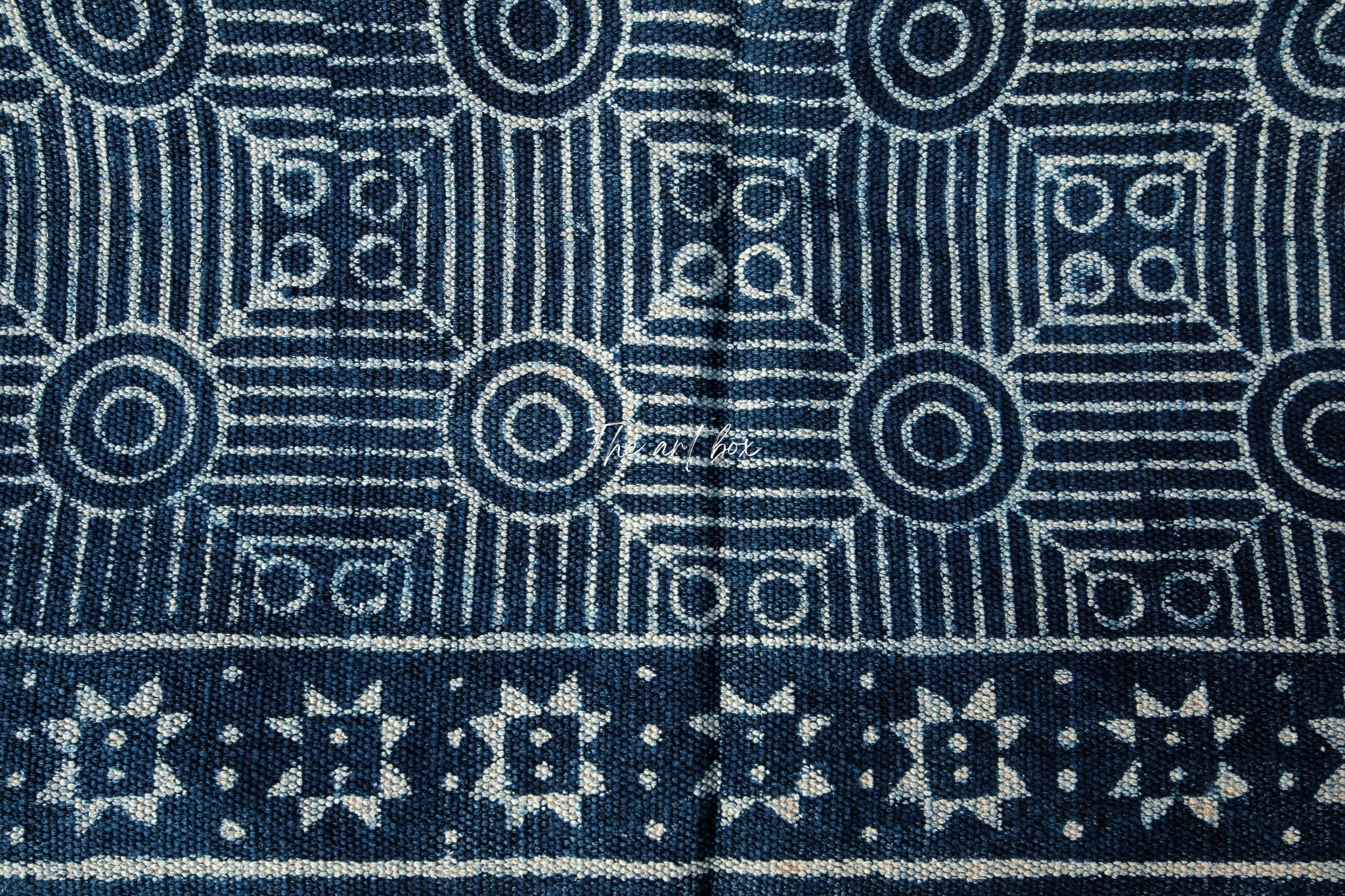 Indigo Blue Dabu Block Print Cotton Rectangle Rugs