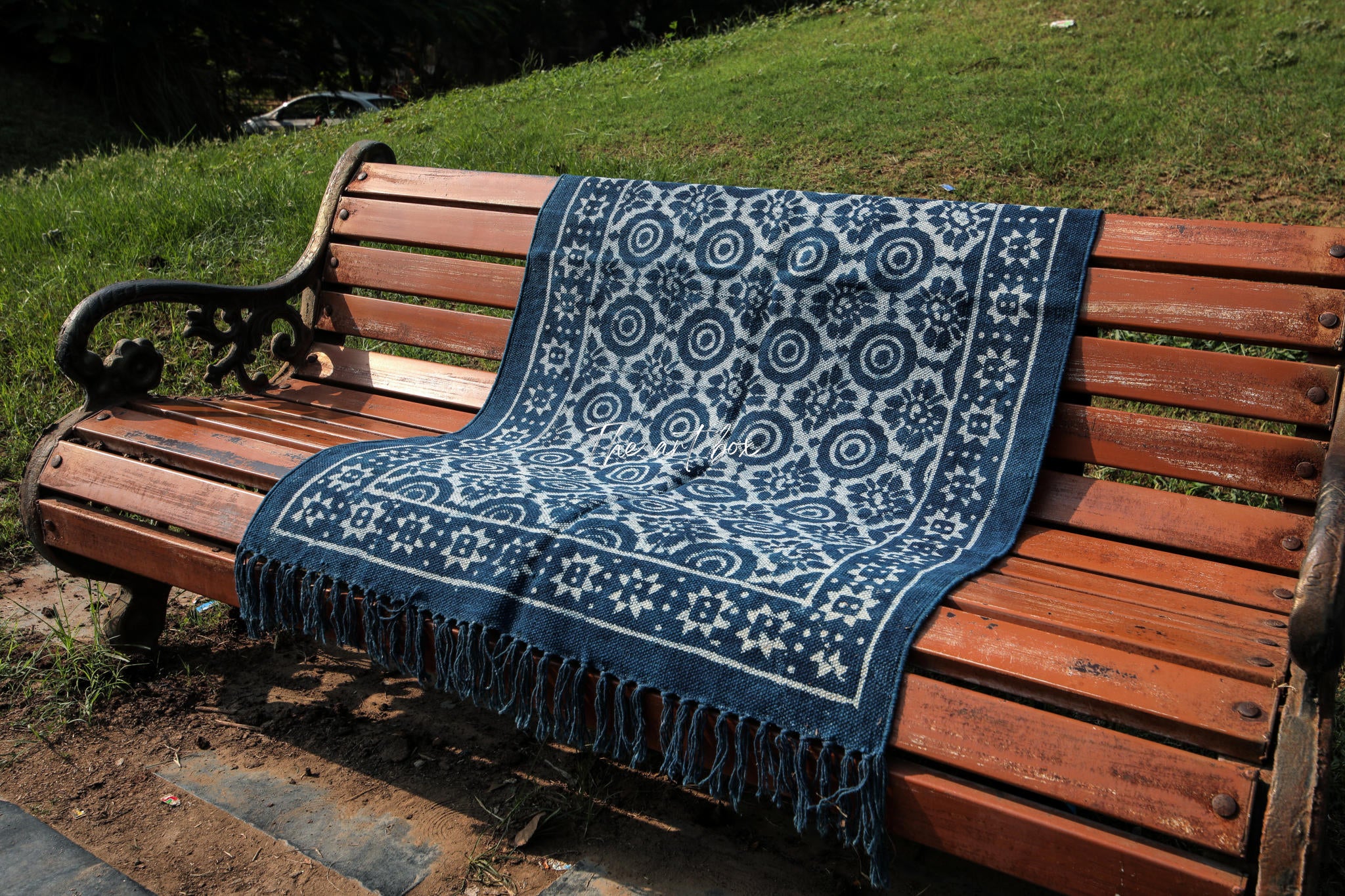 Indigo Blue Hand Block Print Cotton Rectangle Rugs