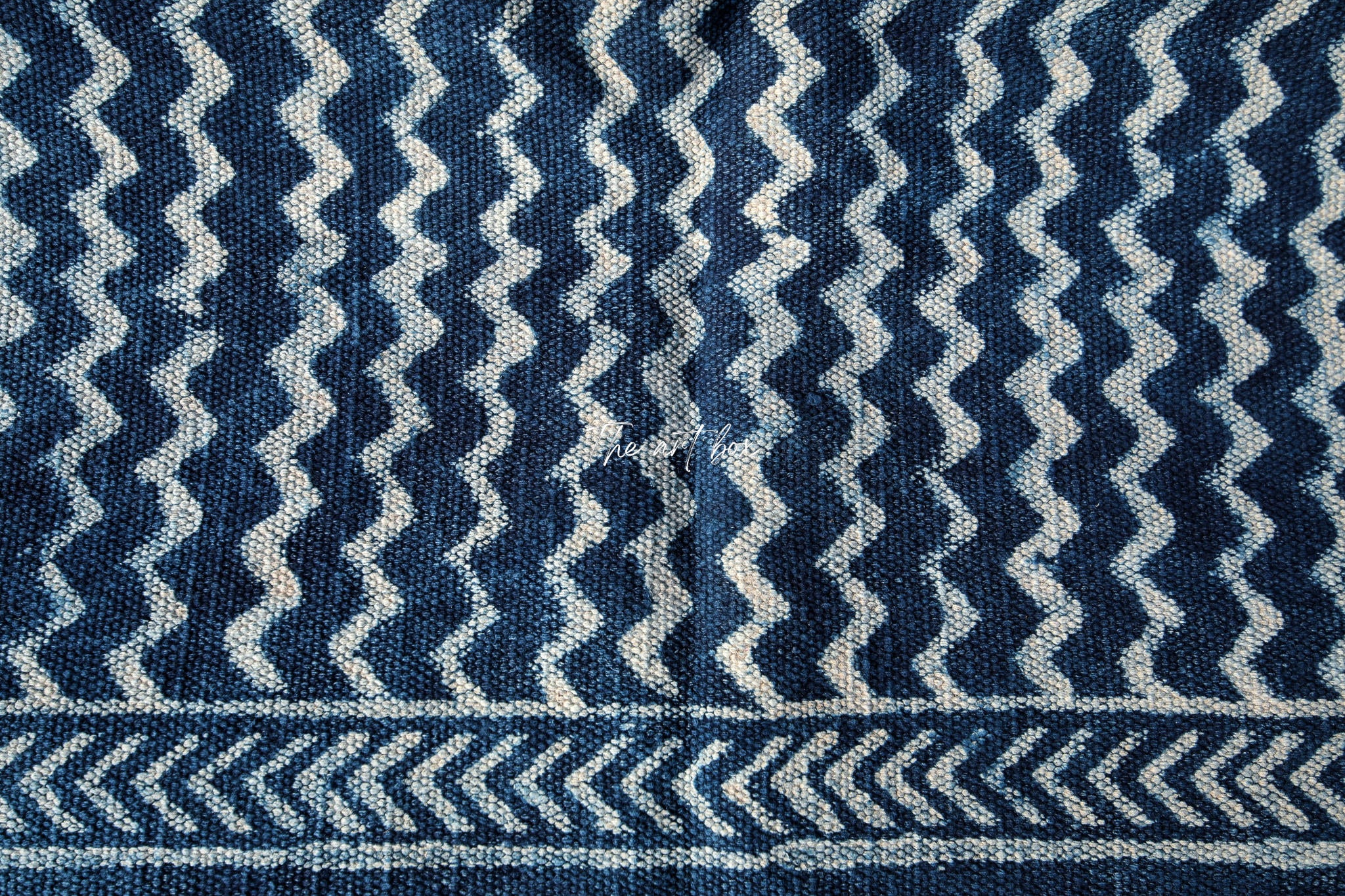 Indigo Blue Dabu Block Print Cotton Rectangle Rugs