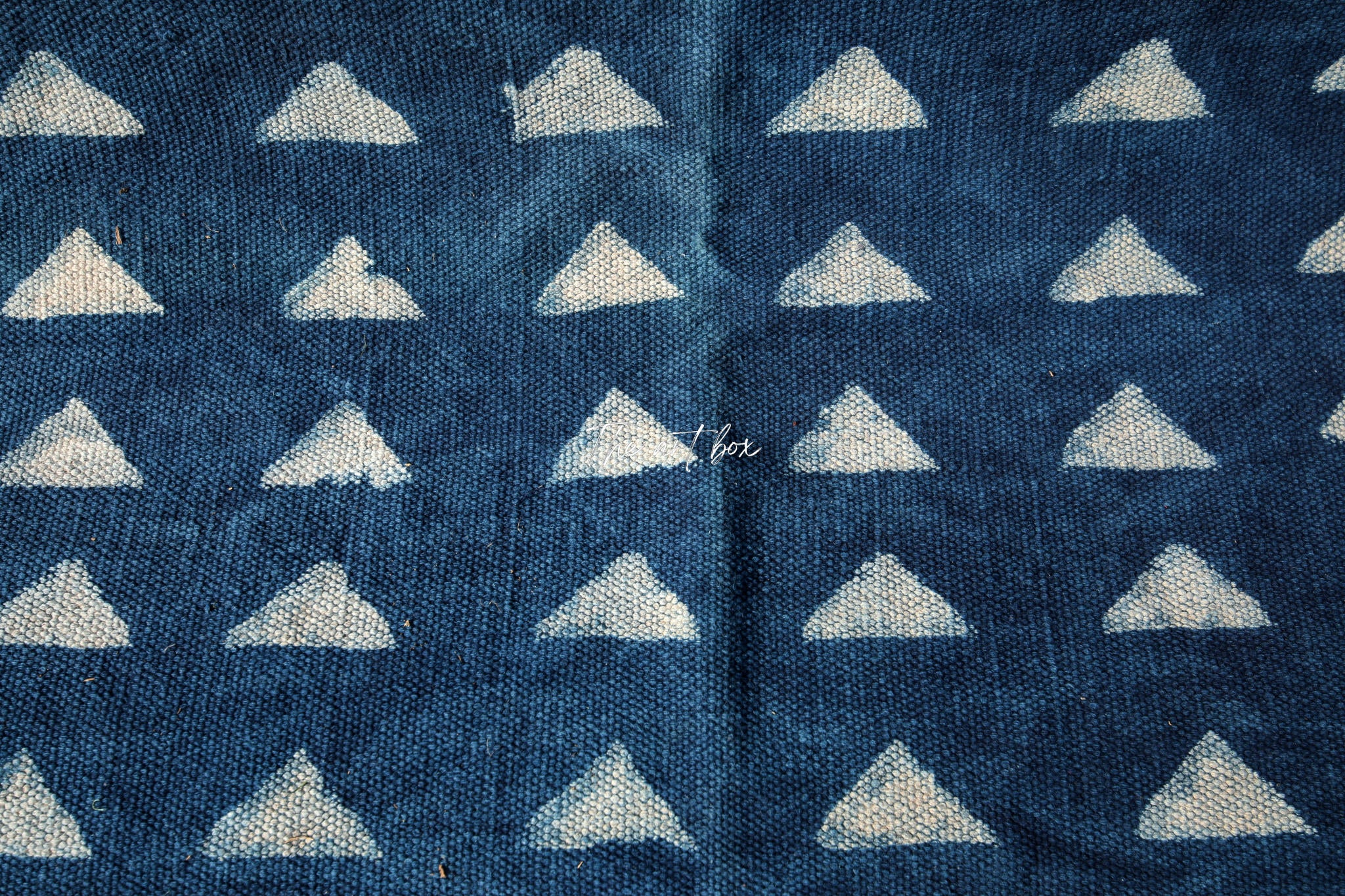 Indigo Blue Dabu Block Print Cotton Rectangle Rugs