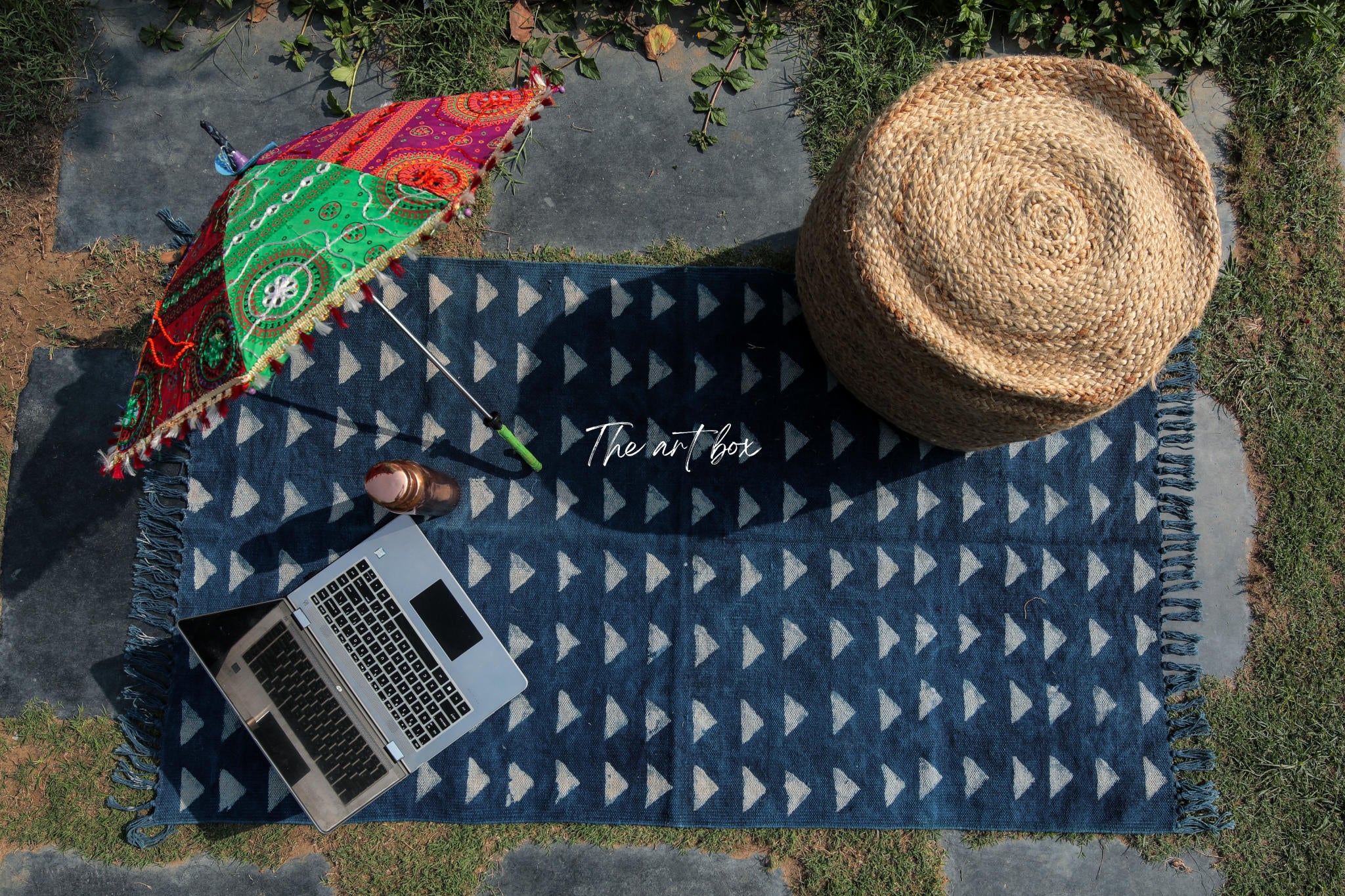 Indigo Blue Dabu Block Print Cotton Rectangle Rugs