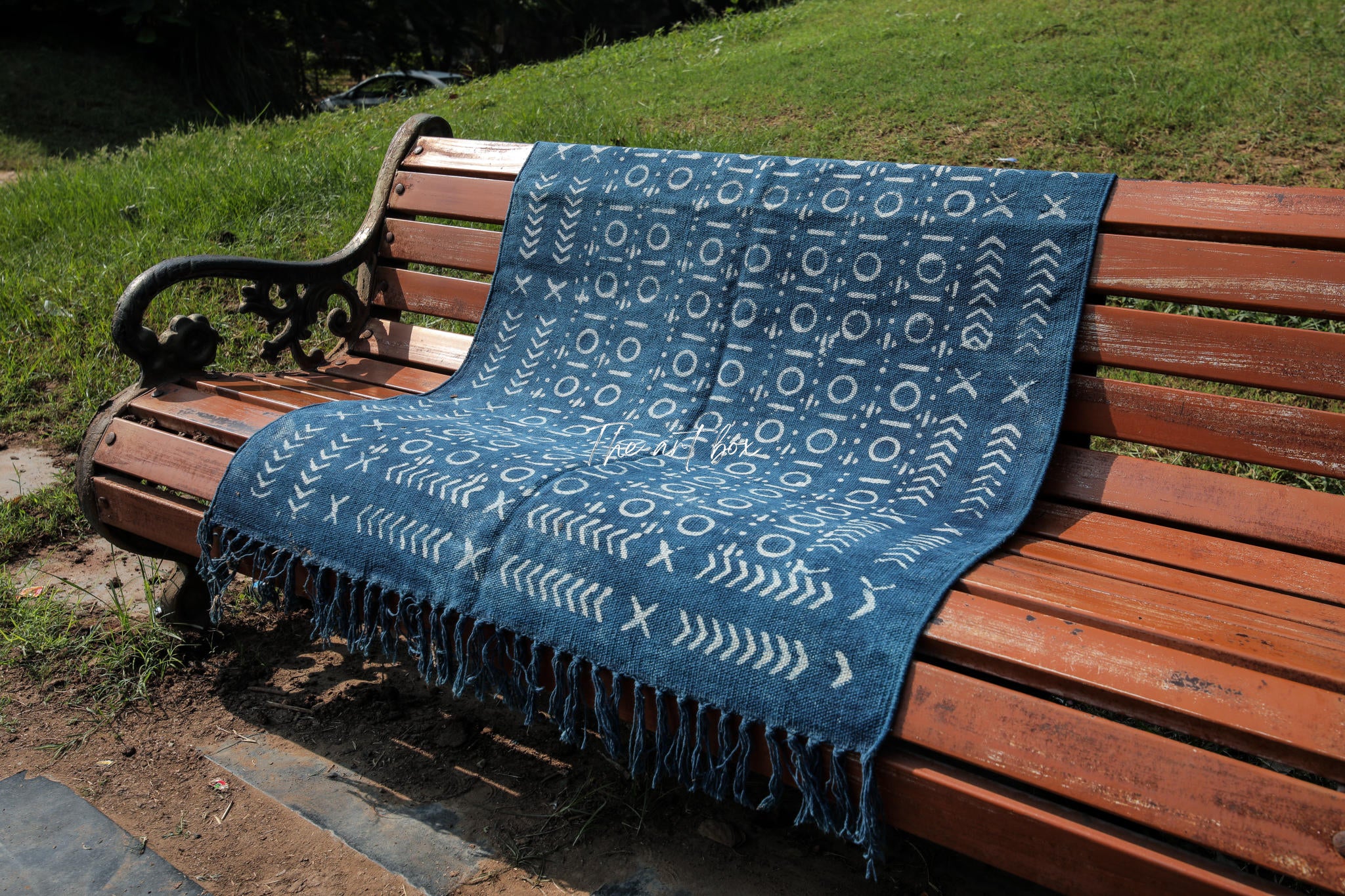 Indigo Blue Hand Block Print Cotton Rectangle Rugs