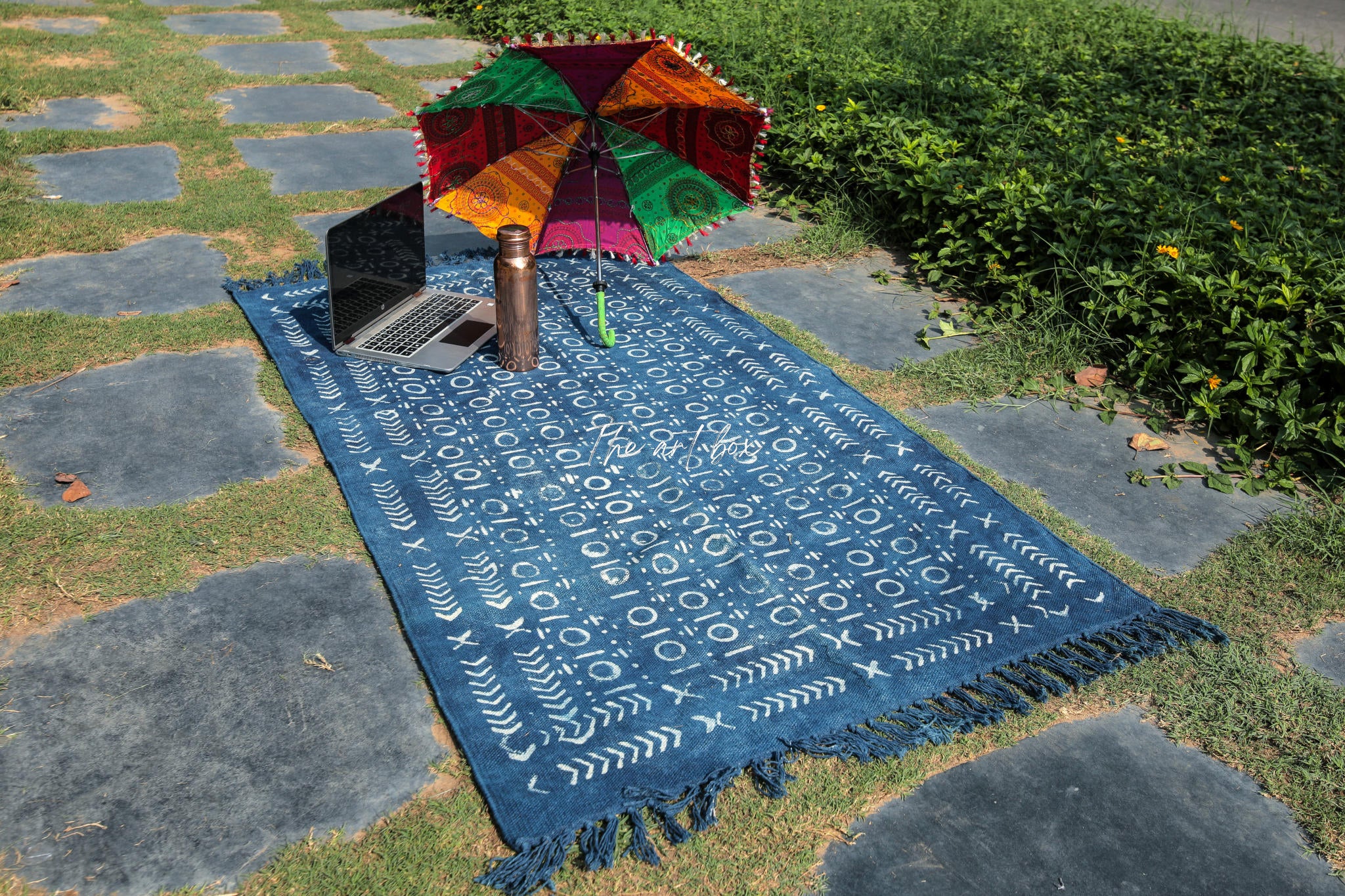 Indigo Blue Hand Block Print Cotton Rectangle Rugs