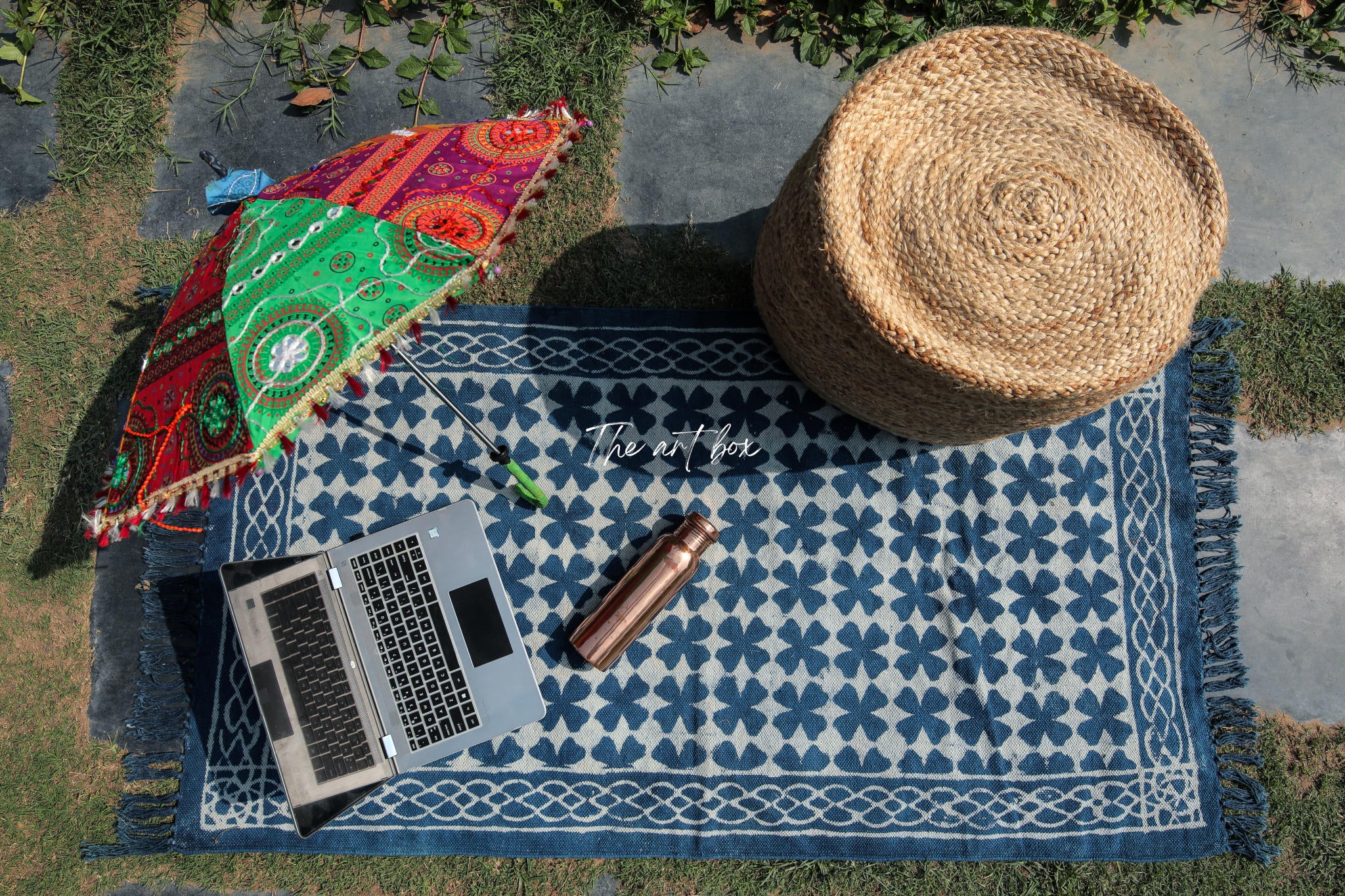 Indigo Blue Hand Block Print Cotton Rectangle Rugs