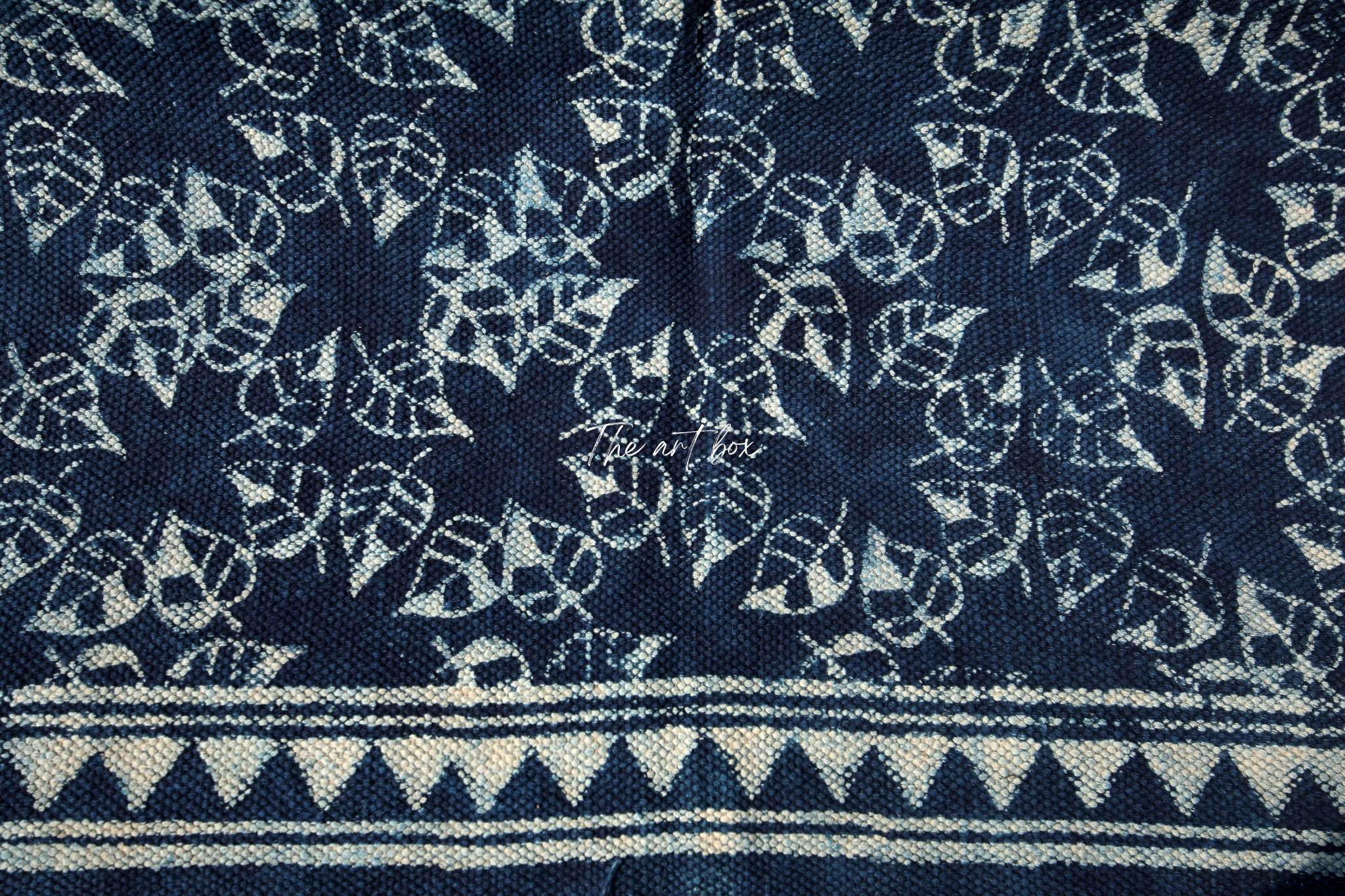Indigo Blue Dabu Block Print Cotton Rectangle Rugs