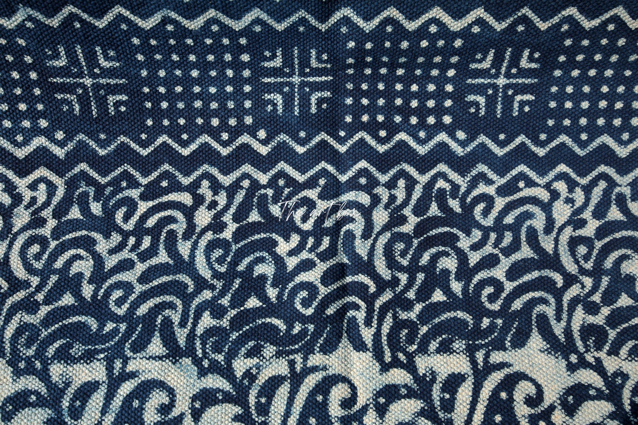 Indigo Blue Dabu Block Print Cotton Rectangle Rugs