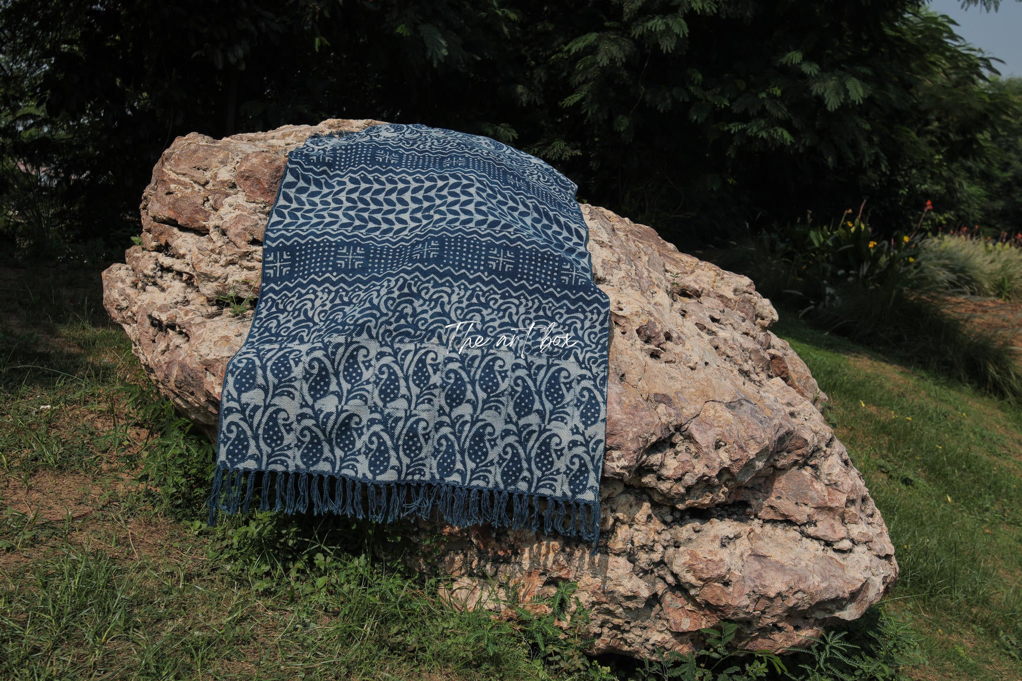 Indigo Blue Dabu Block Print Cotton Rectangle Rugs