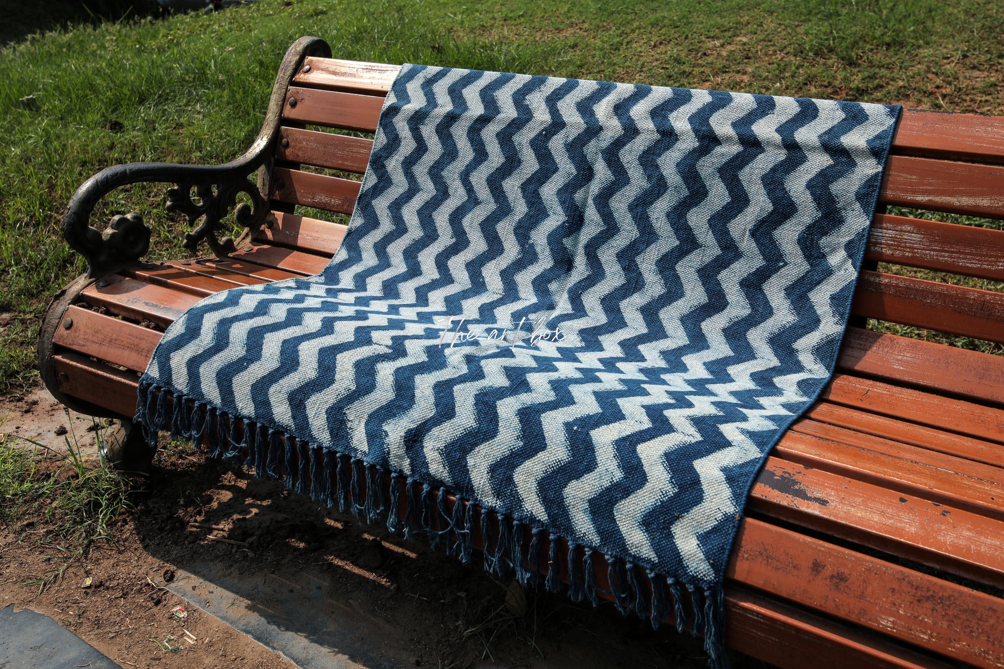Indigo Blue Dabu Block Print Cotton Rectangle Rugs