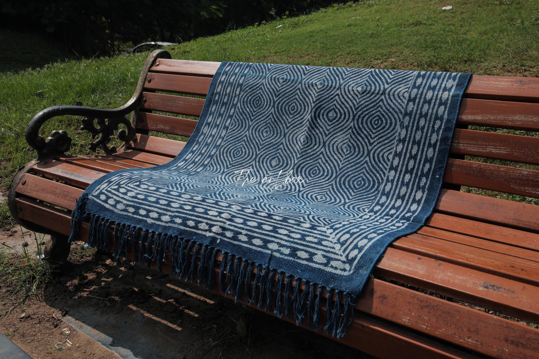Indigo Blue Hand Block Print Cotton Rectangle Rugs