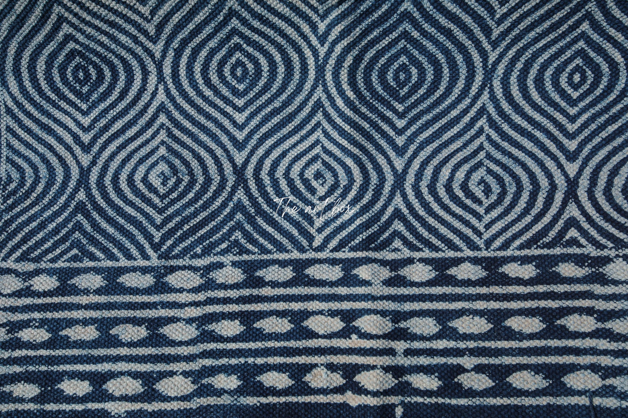 Indigo Blue Hand Block Print Cotton Rectangle Rugs