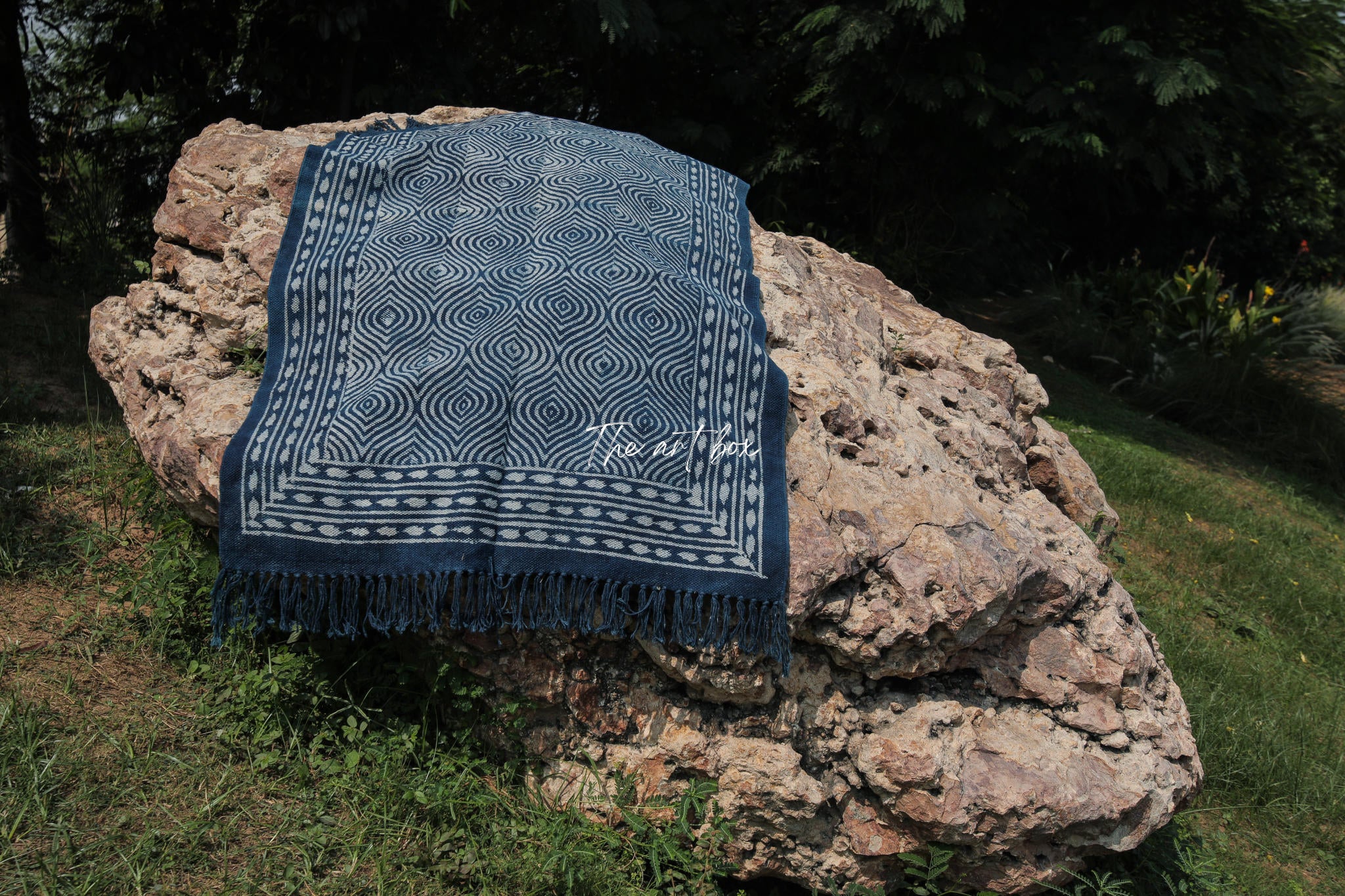 Indigo Blue Hand Block Print Cotton Rectangle Rugs