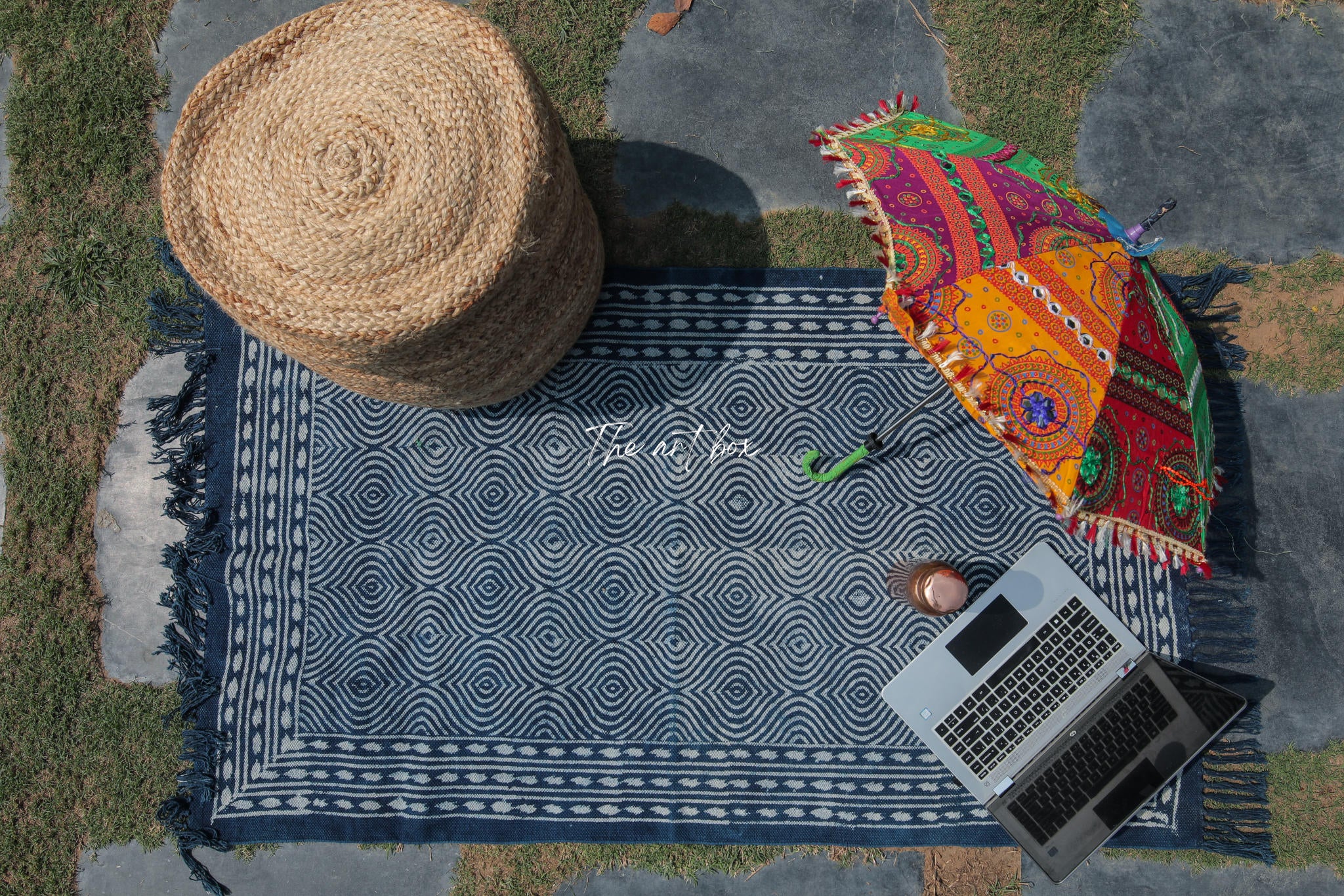 Indigo Blue Hand Block Print Cotton Rectangle Rugs