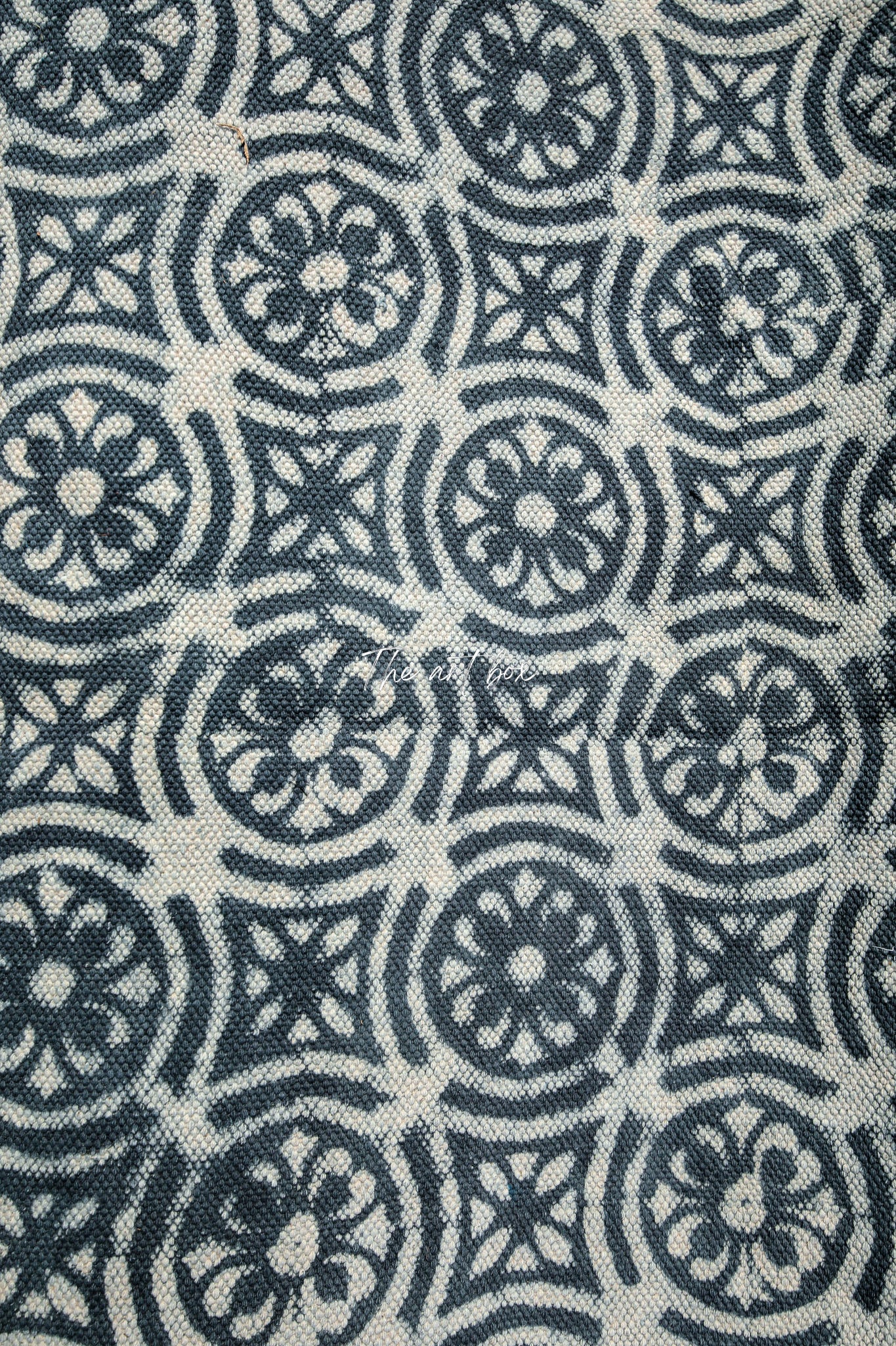 Indigo Blue Dabu Block Print Cotton Rectangle Rugs