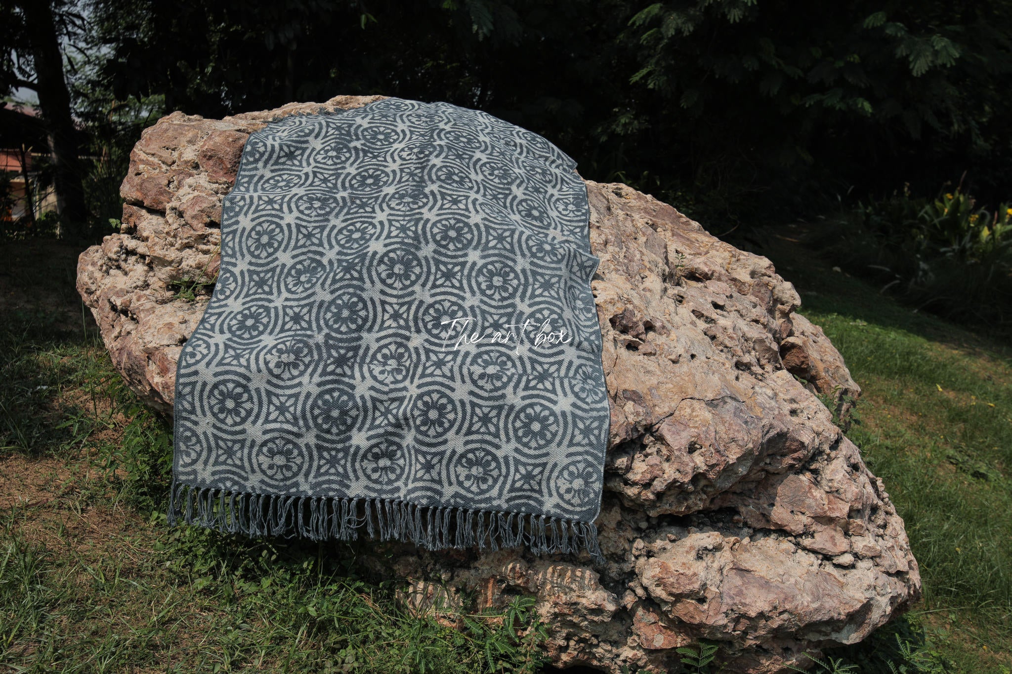 Indigo Blue Dabu Block Print Cotton Rectangle Rugs