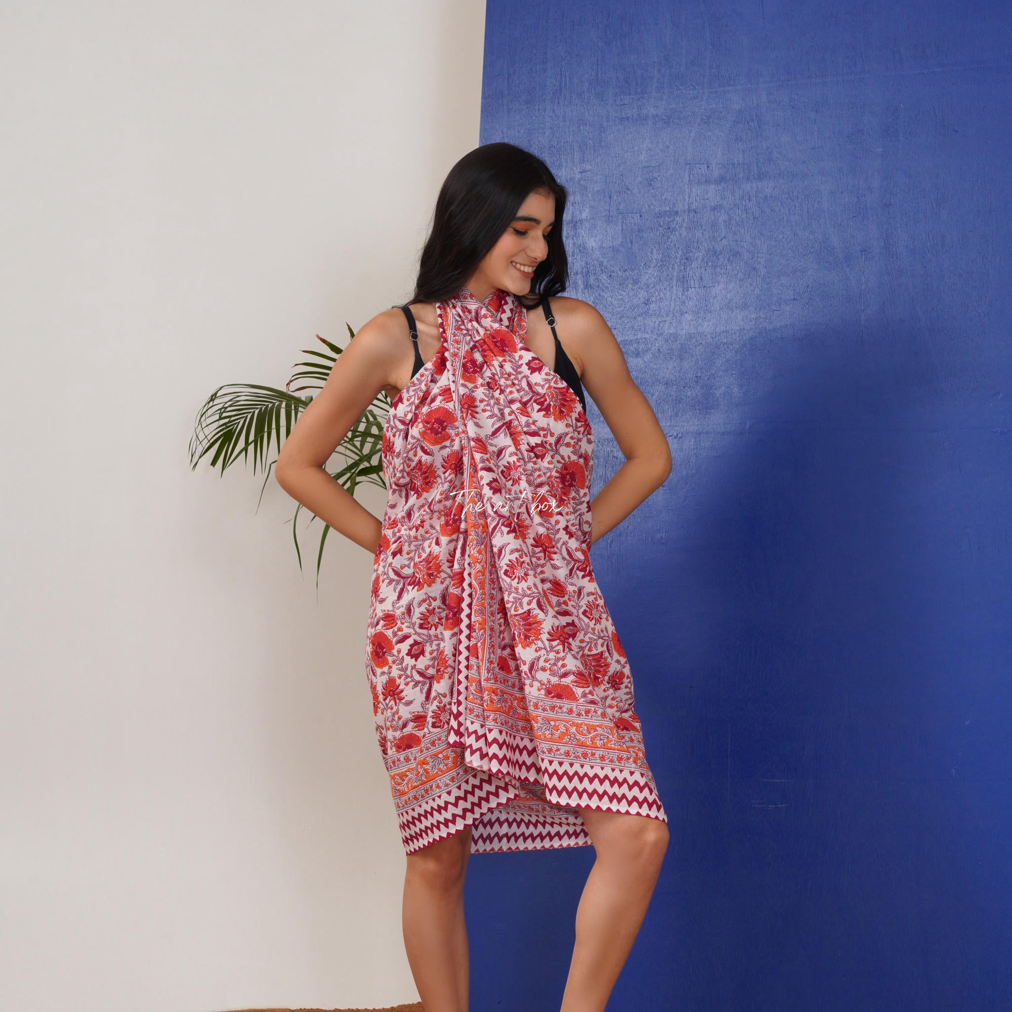 Hawaiian Sarong Coverups for Women Hand Block Print Swimsuit Pareo Wrap Beach Swimwear Bathing Suit Bikini Cover Up
