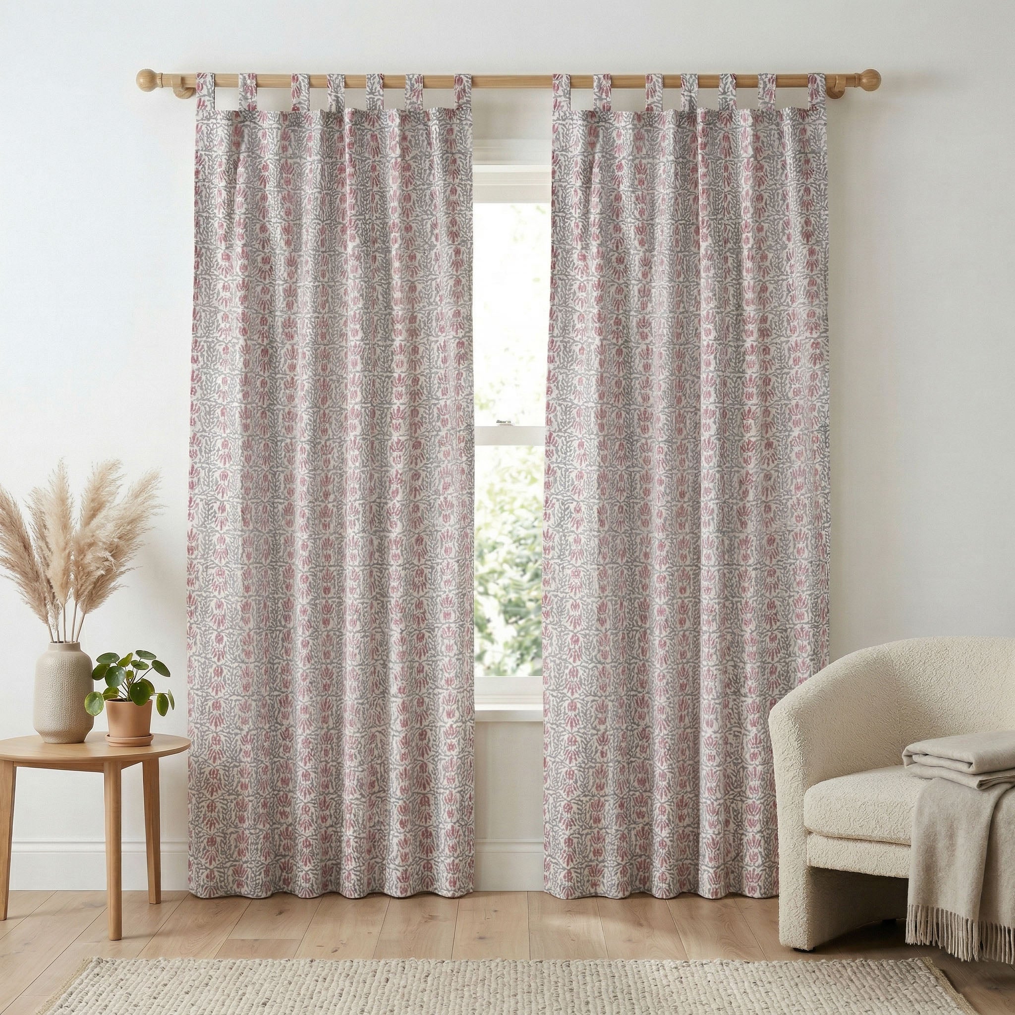 Bohemian Floral Block Print Cotton Curtain – Handcrafted Single Panel Drapery