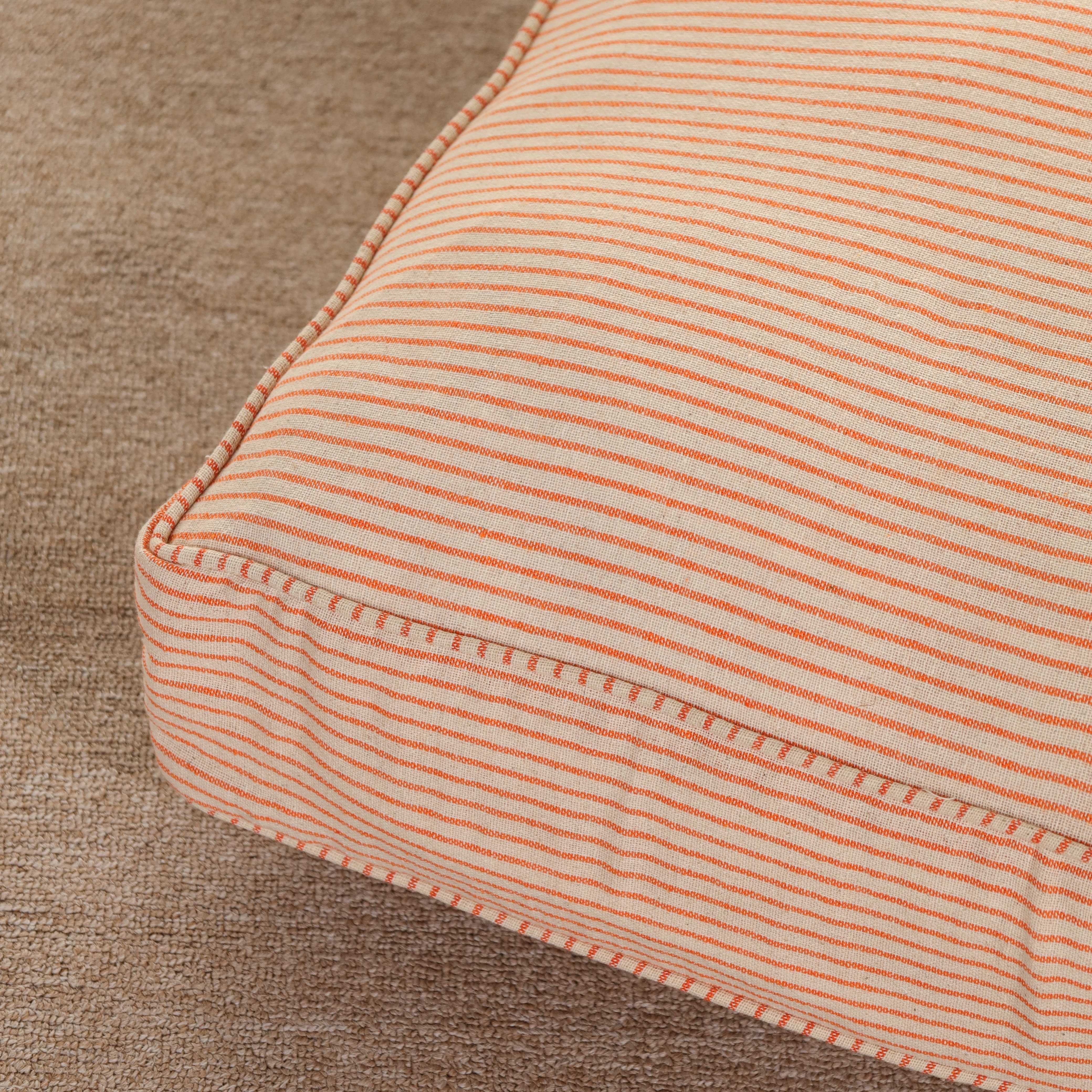 Sunset Terracotta Pinstripe Floor Cushion – Oversized Boho Meditation & Yoga Seating Pillow