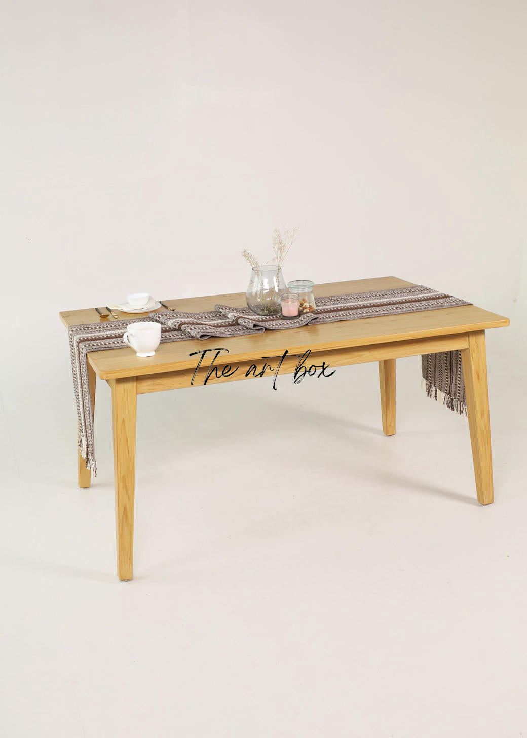 Farmhouse Brown Braided Stripe Table Runner