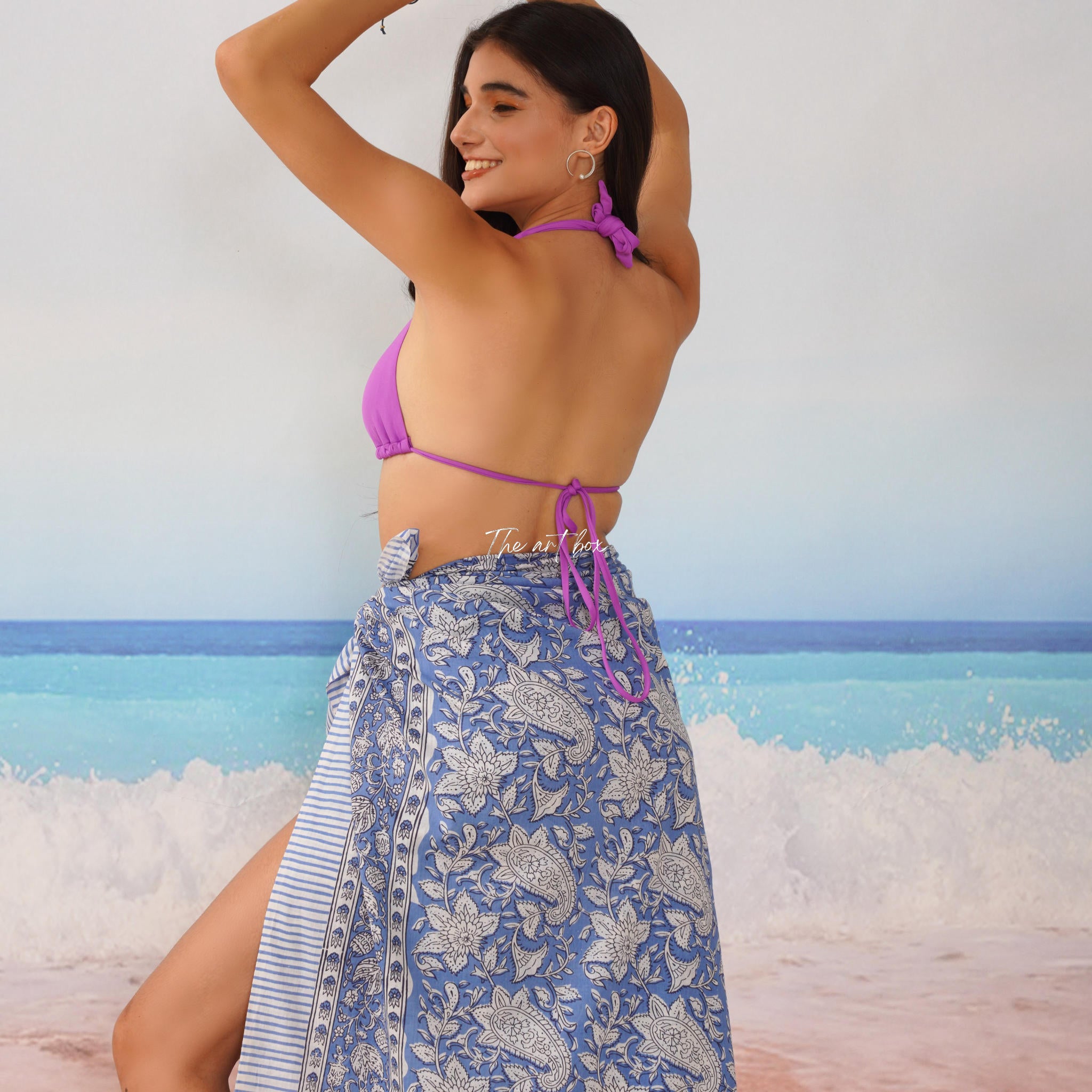 Hawaiian Sarong Coverups for Women Hand Block Print Swimsuit Pareo Wrap Beach Swimwear Bathing Suit Bikini Cover Up