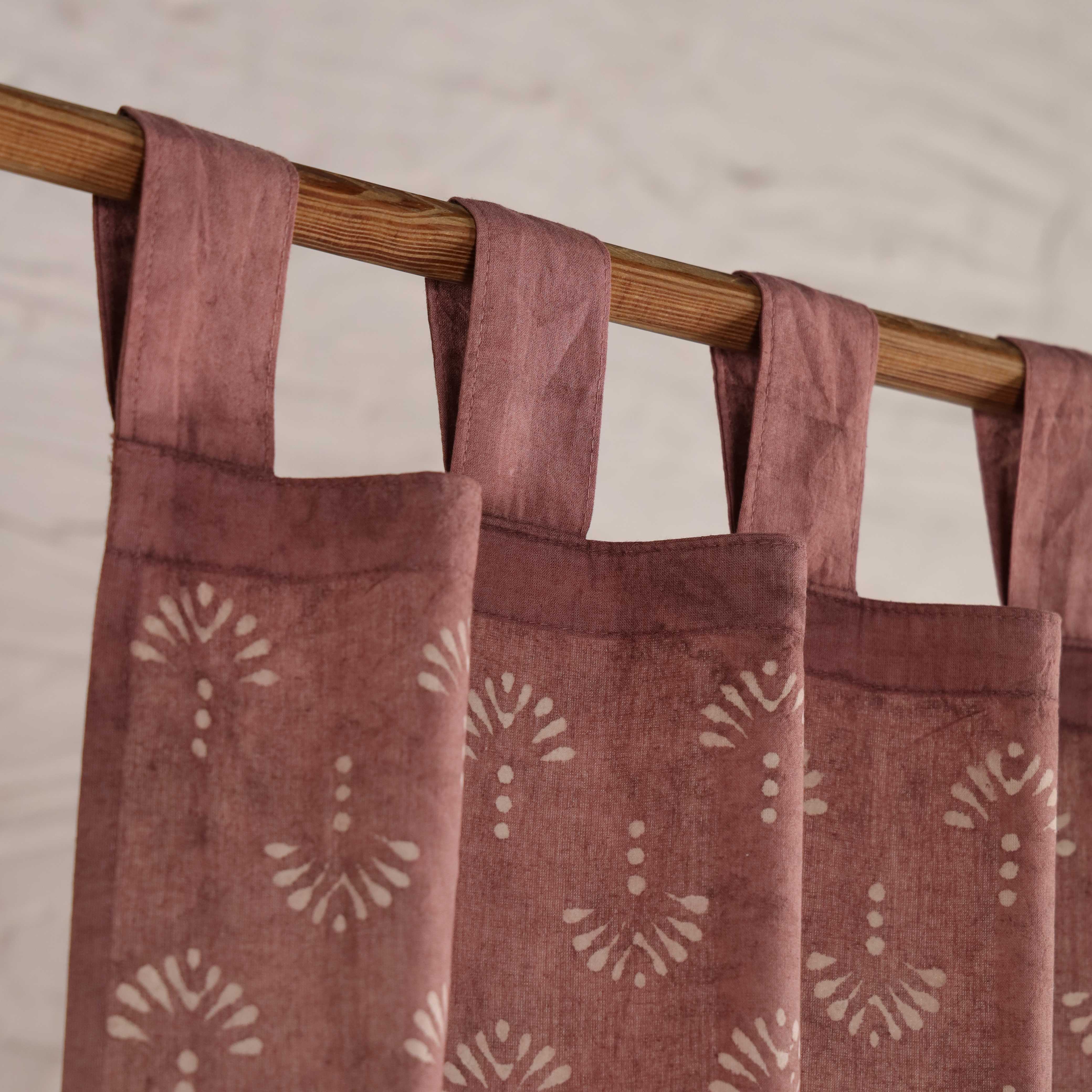 Mauve Earth Botanical Cotton Curtain – Handcrafted Single Panel