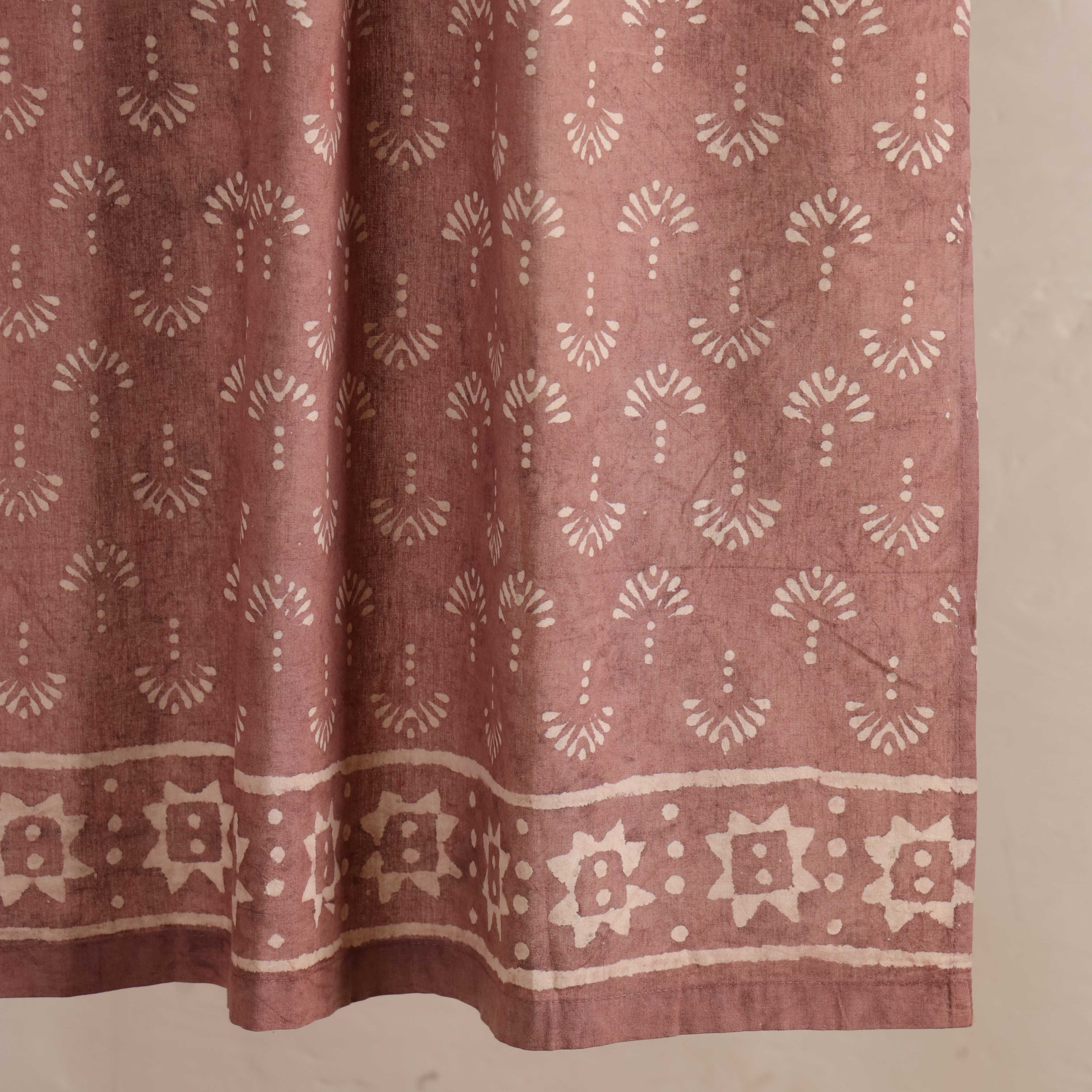 Mauve Earth Botanical Cotton Curtain – Handcrafted Single Panel