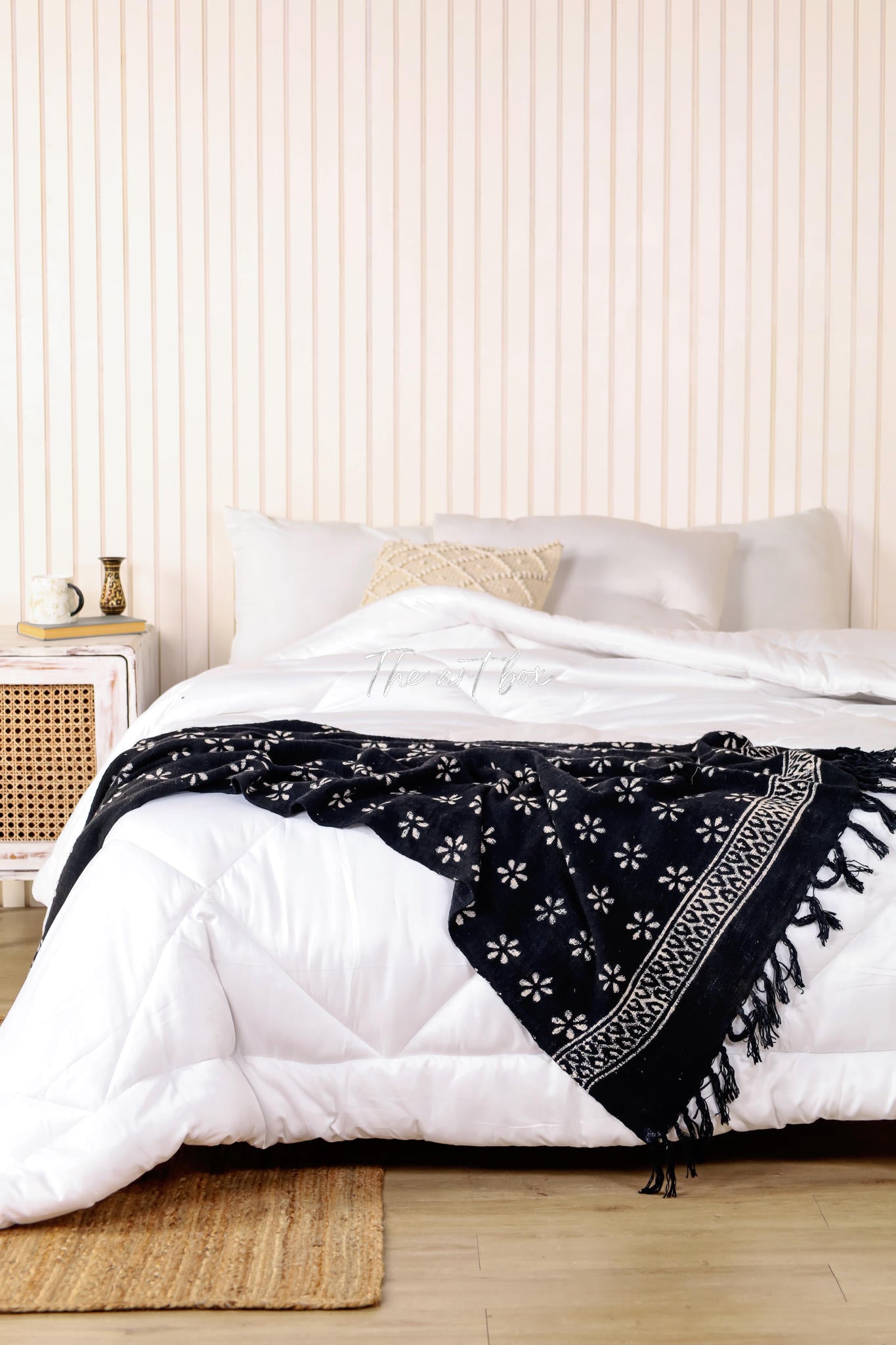 Bohemian Black Daabu Print Throw