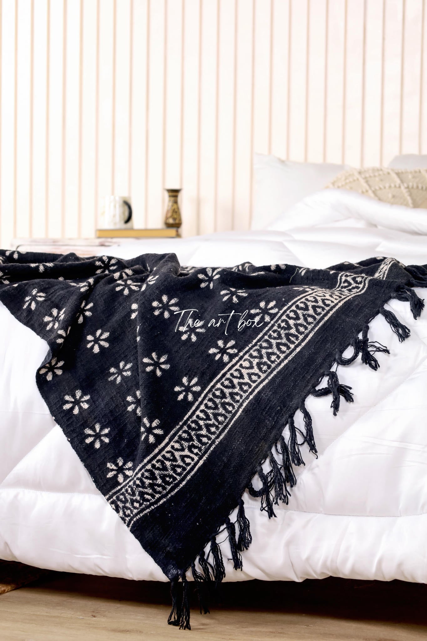 Bohemian Black Daabu Print Throw