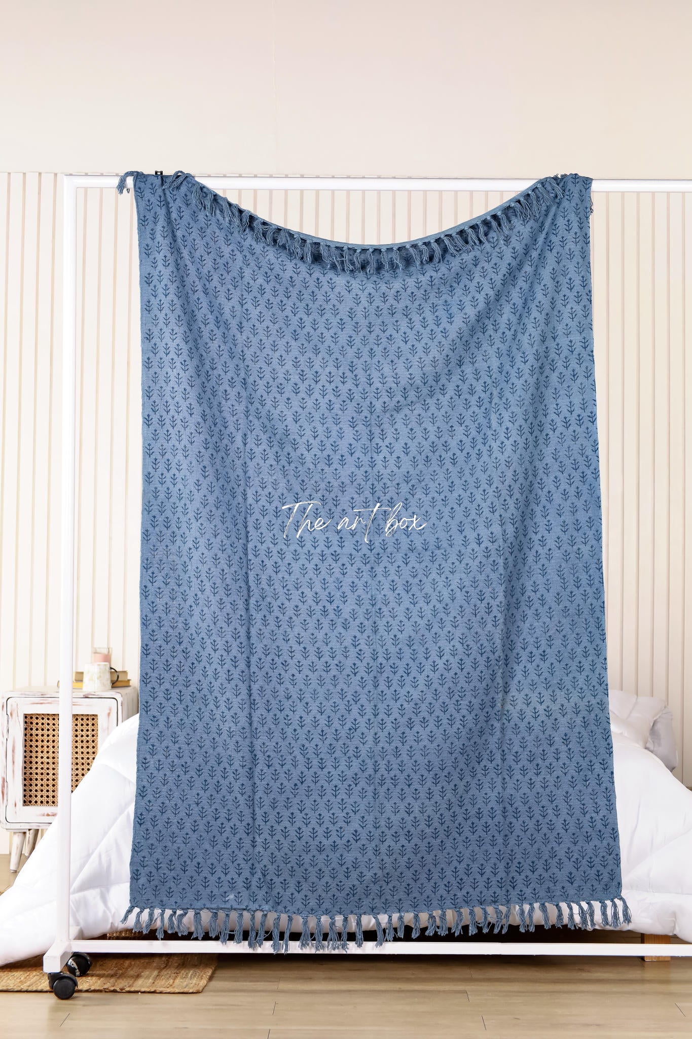 Blue Daabu Print Throw