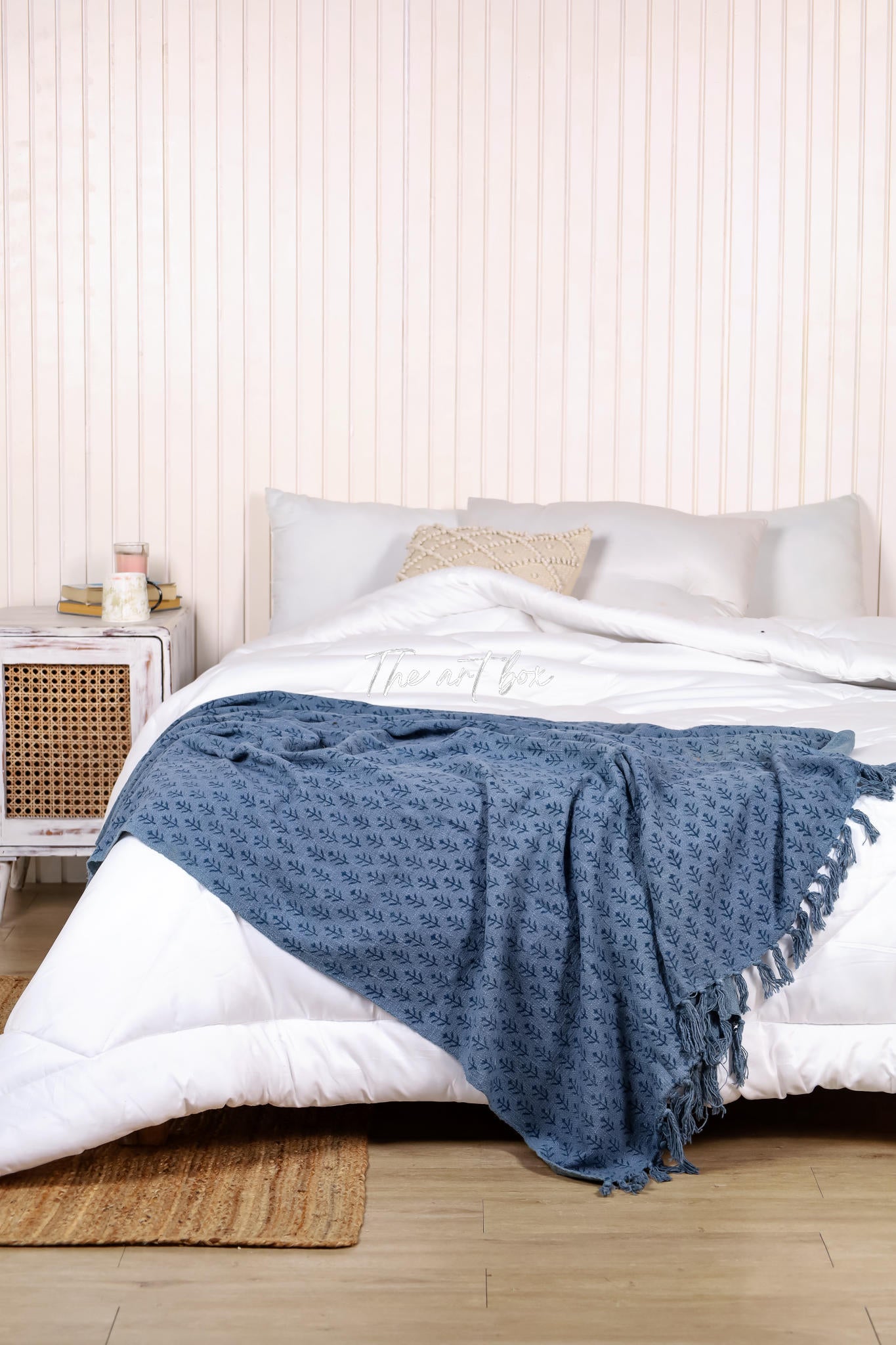 Blue Daabu Print Throw