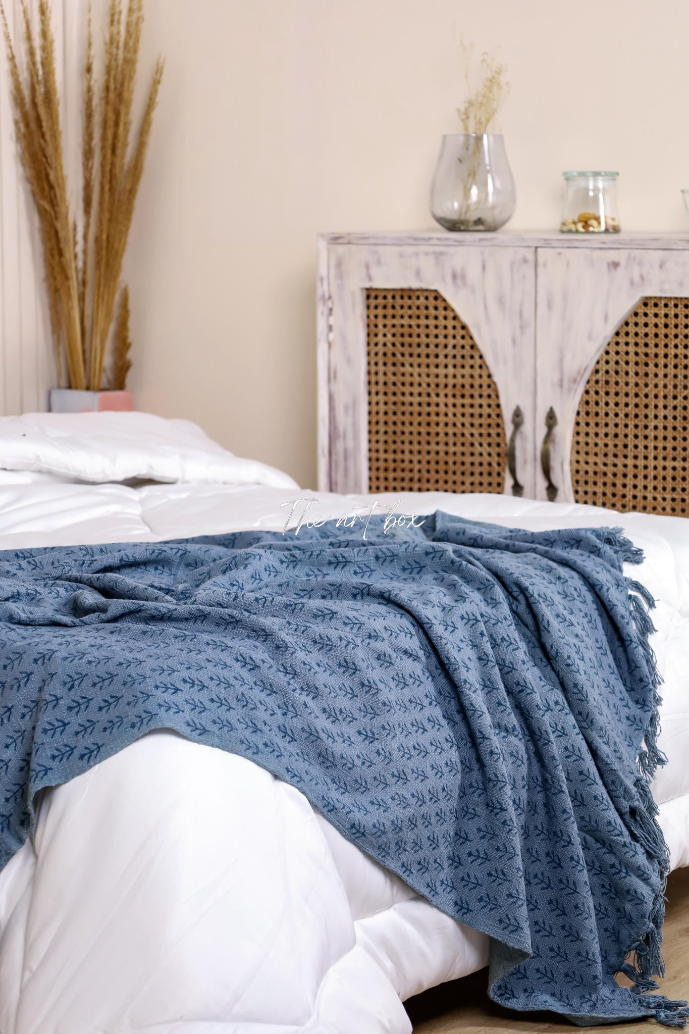 Blue Daabu Print Throw