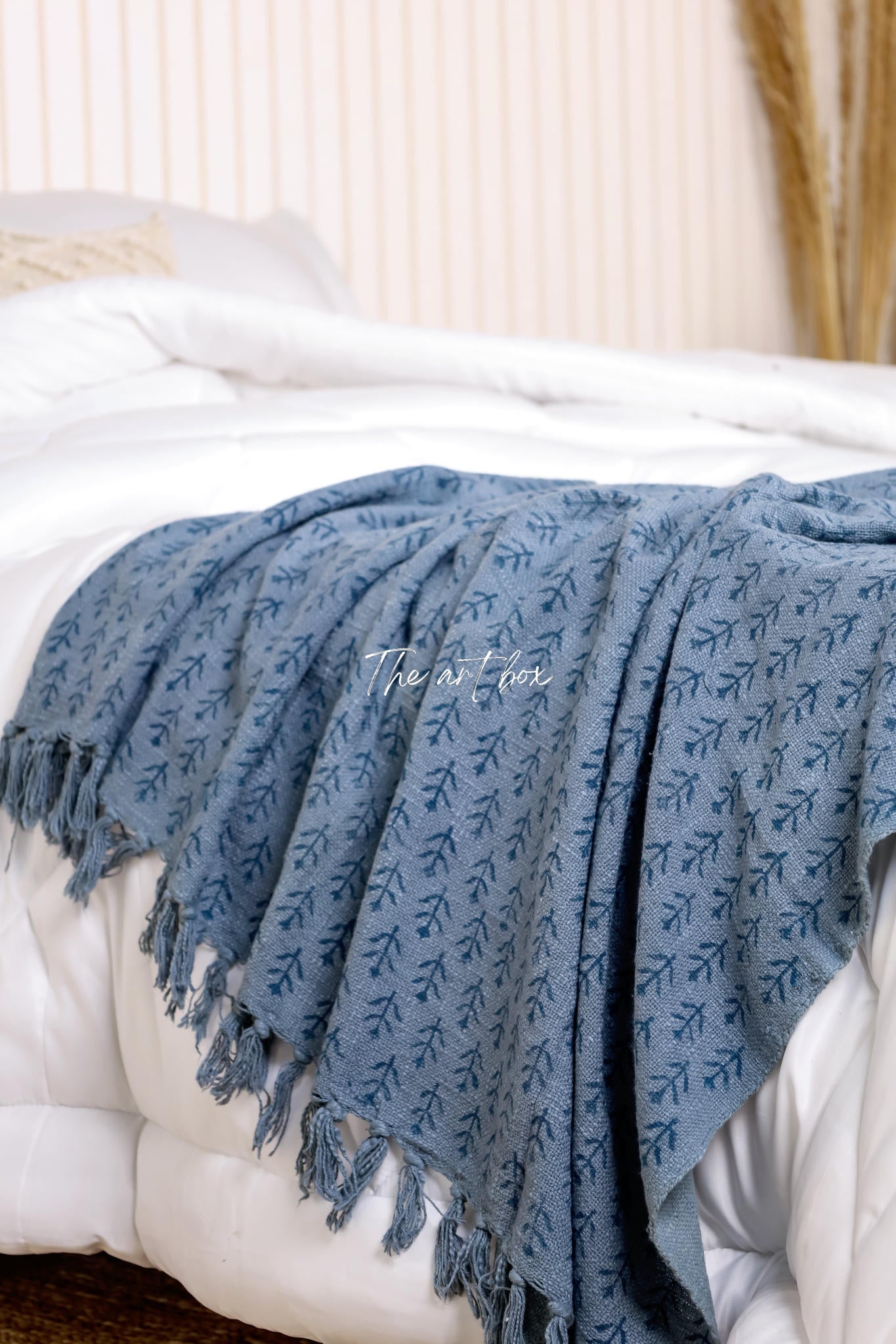 Blue Daabu Print Throw