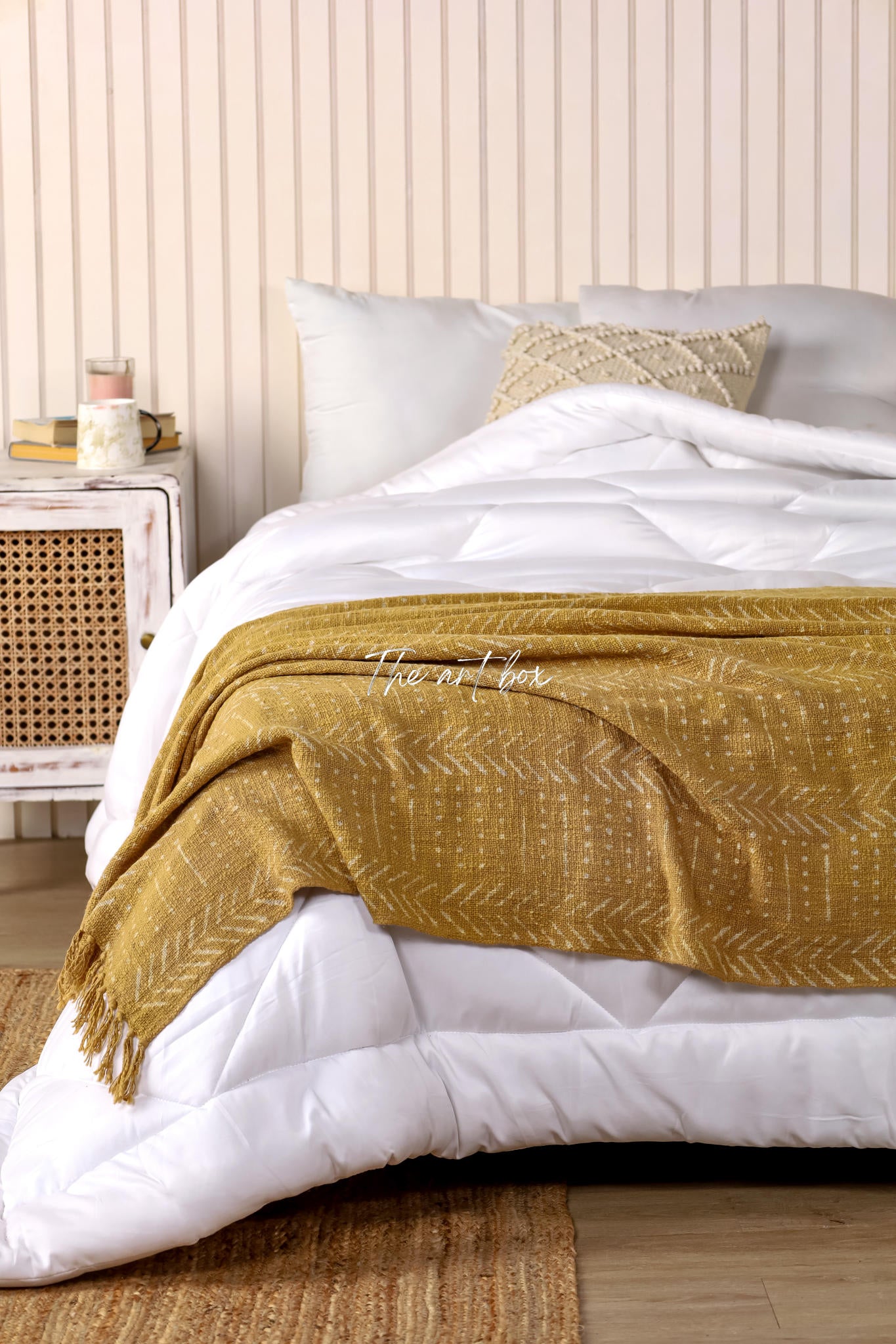 Indigo Boho Green Daabu Print Throw