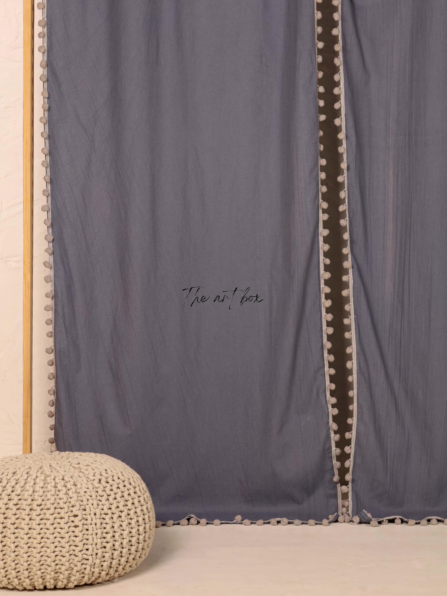 Grey Cotton Drapes Curtains 2 Panels Set Rod Pocket