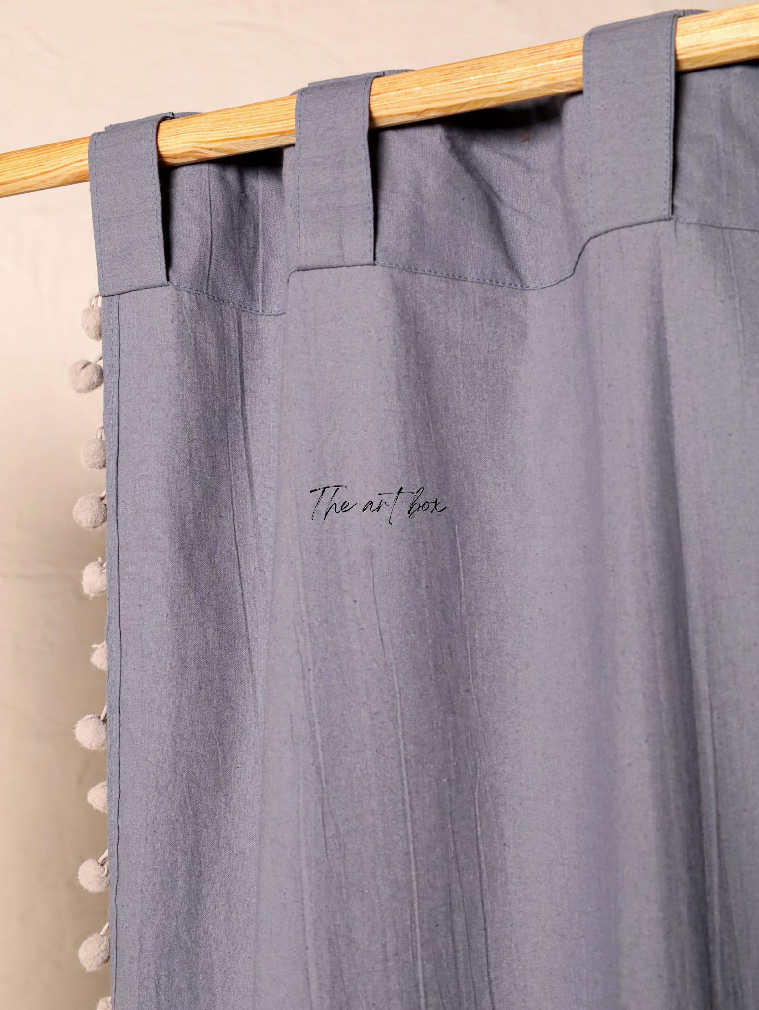Grey Cotton Drapes Curtains 2 Panels Set Rod Pocket