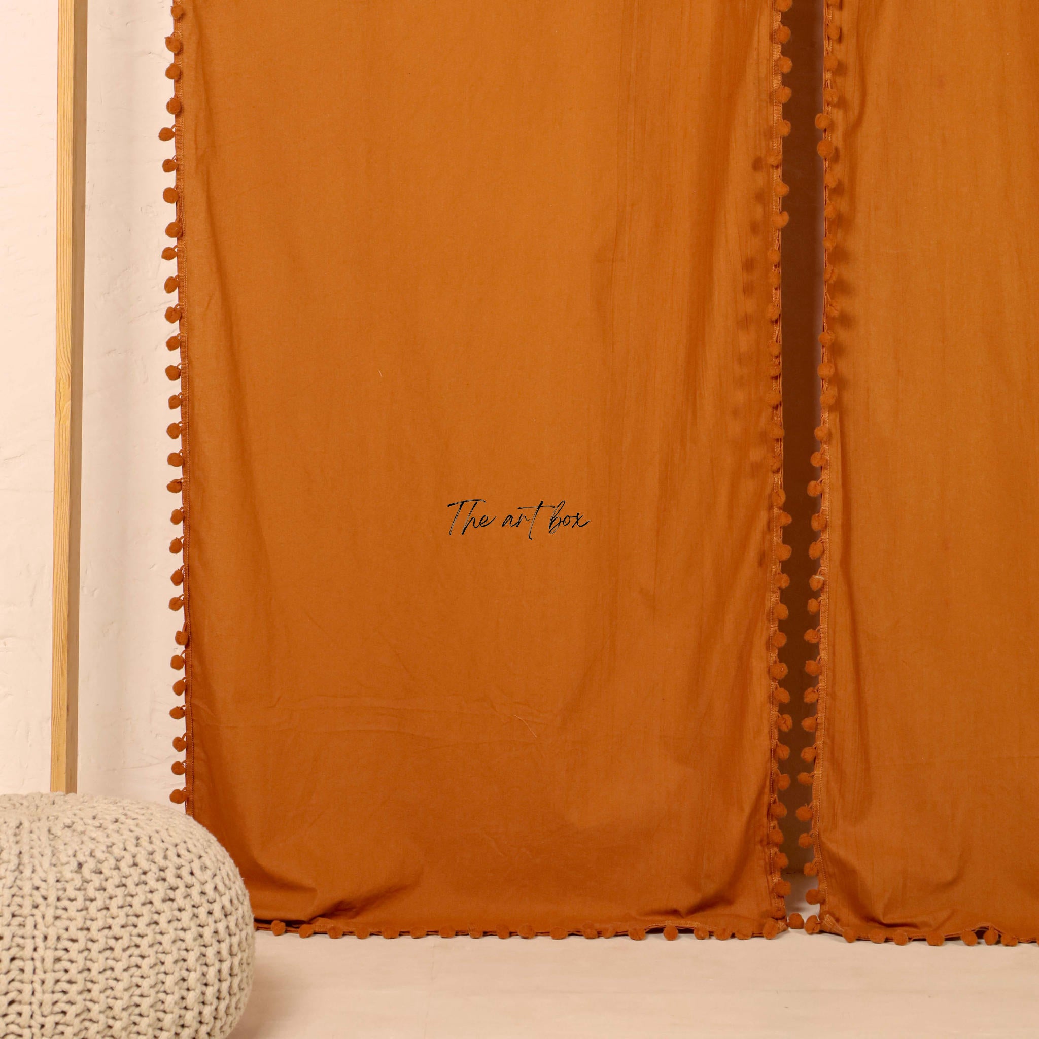 Rust Cotton Drapes Curtains 2 Panels Set Rod Pocket
