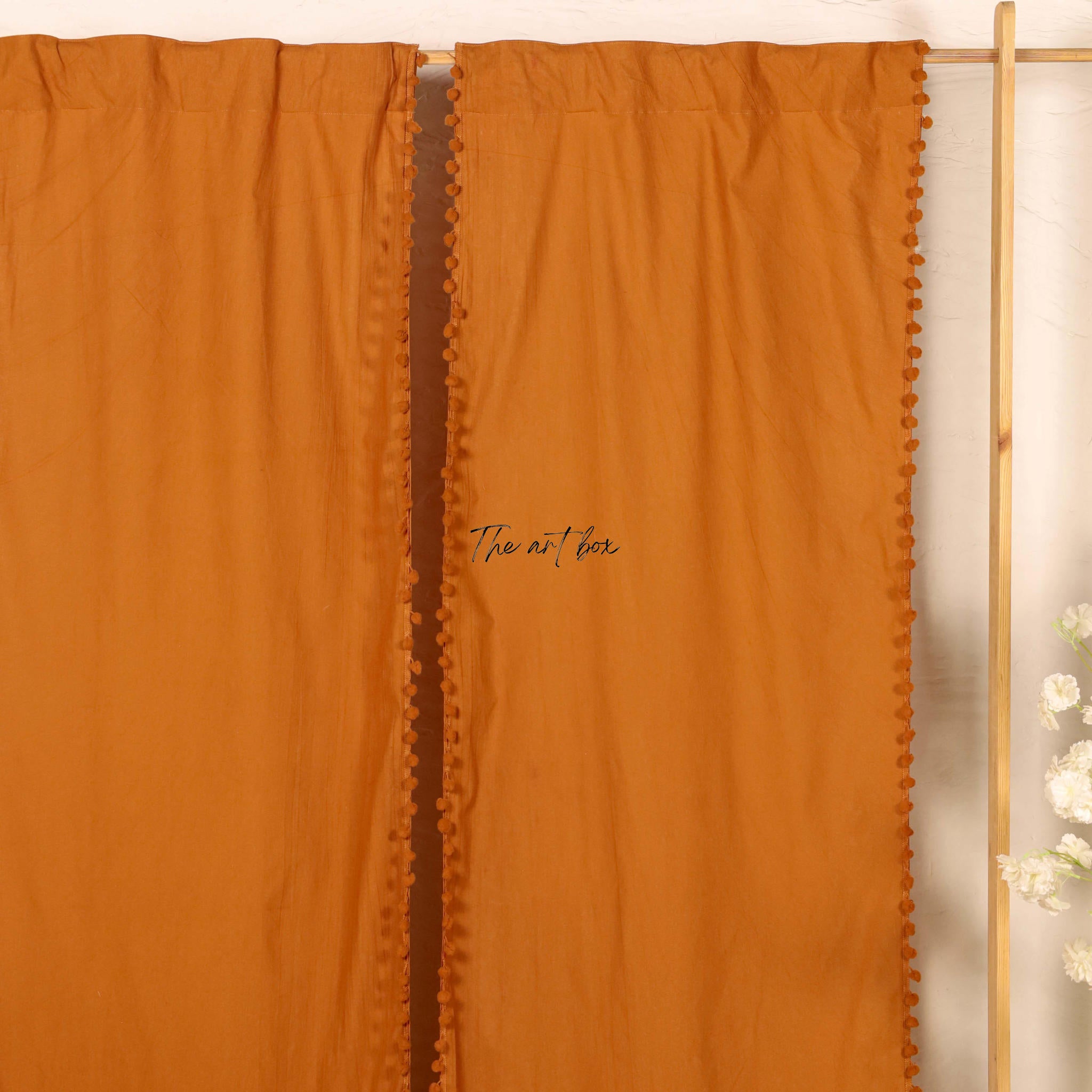 Rust Cotton Drapes Curtains 2 Panels Set Rod Pocket