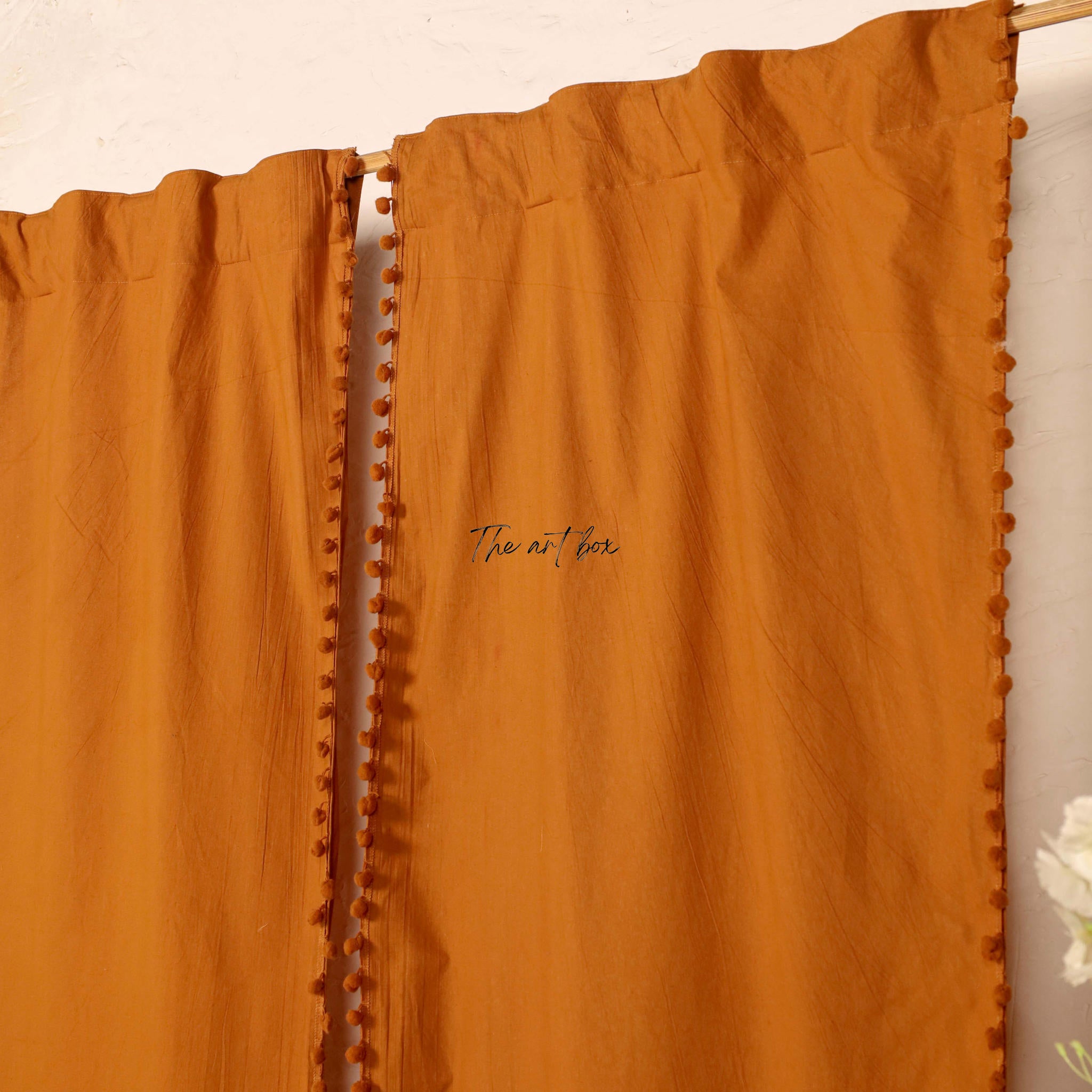 Rust Cotton Drapes Curtains 2 Panels Set Rod Pocket