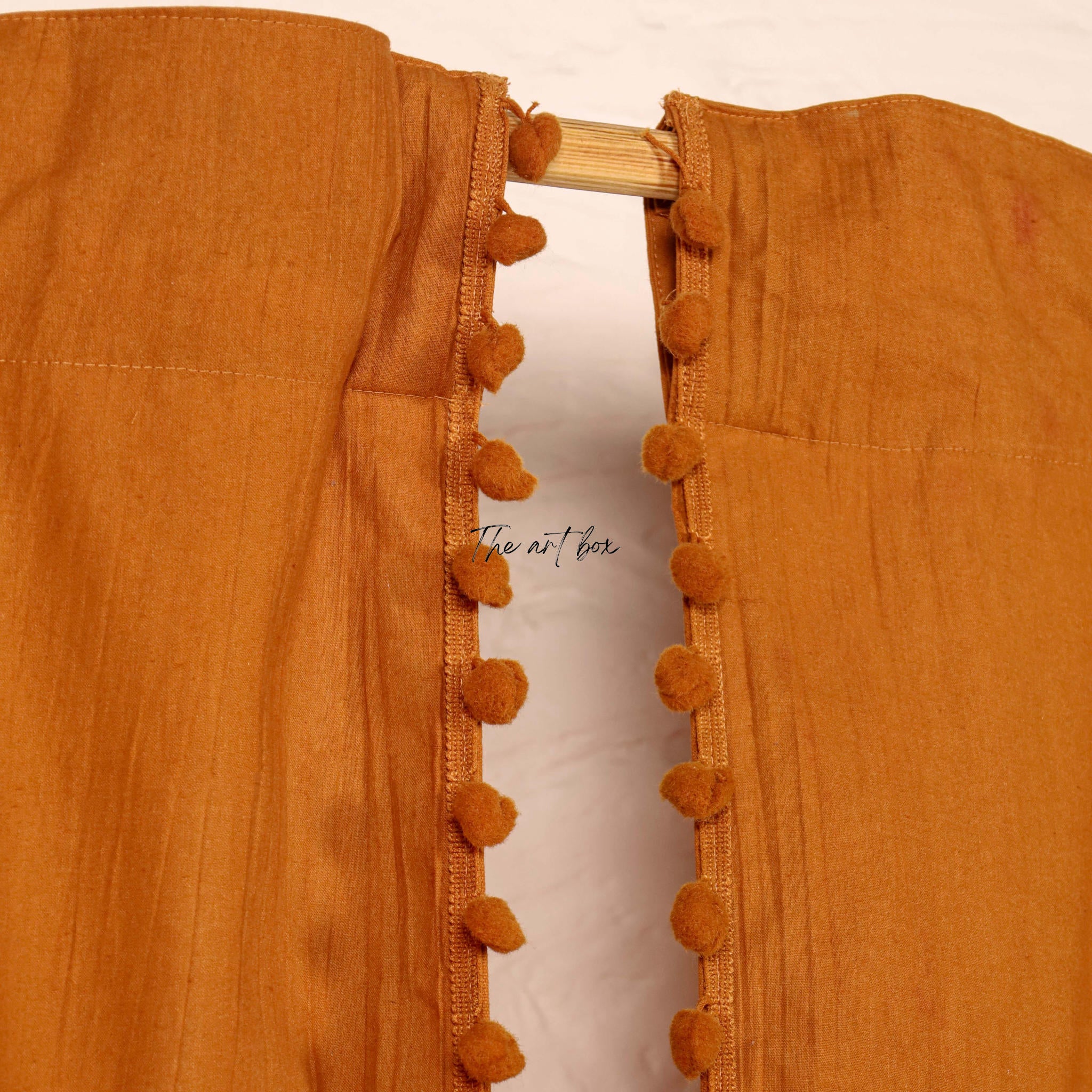 Rust Cotton Drapes Curtains 2 Panels Set Rod Pocket