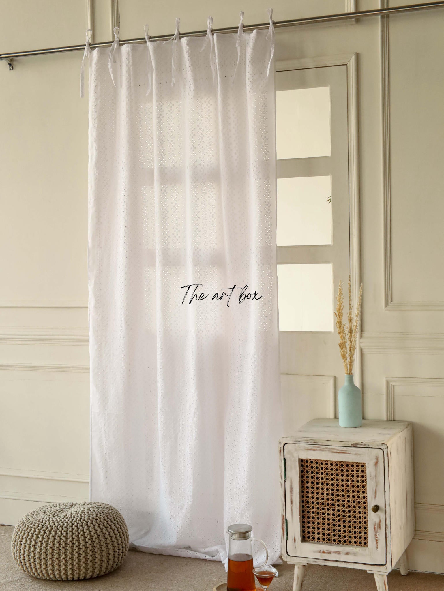 White Cotton Curtains - 1 Panel Set