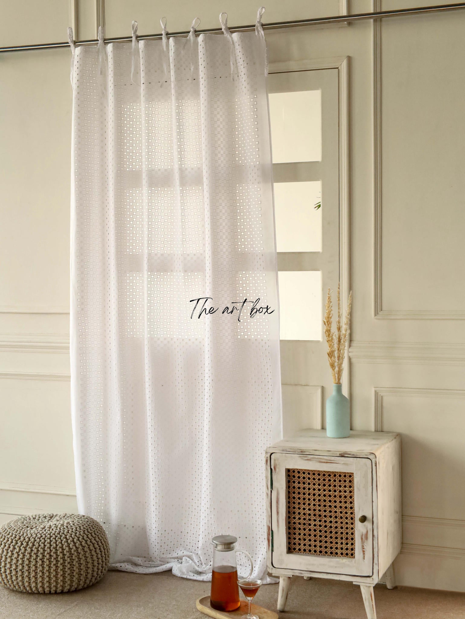 White Cotton Curtains - 1 Panel Set