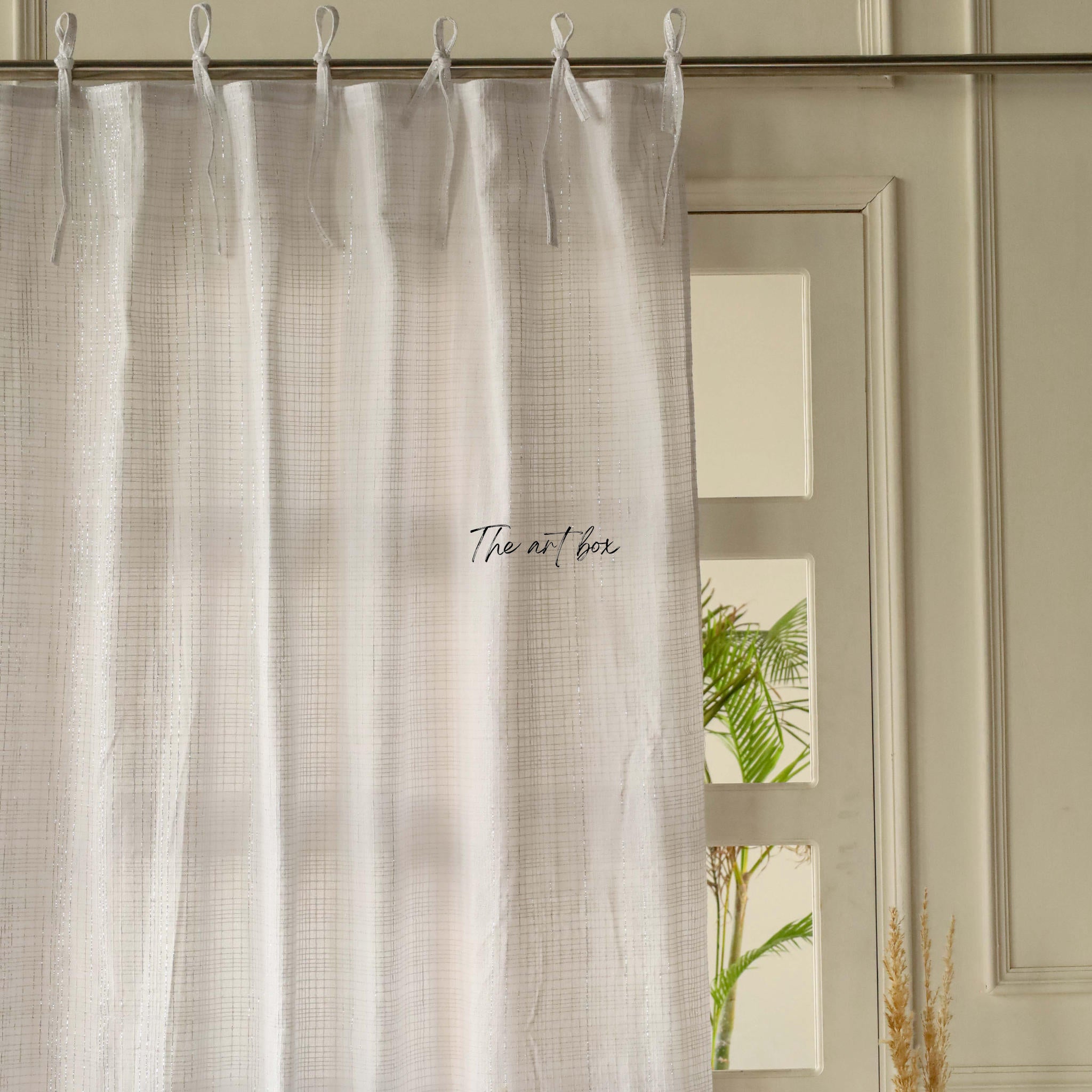 White Cotton Striped Curtains - 1 Panel Set