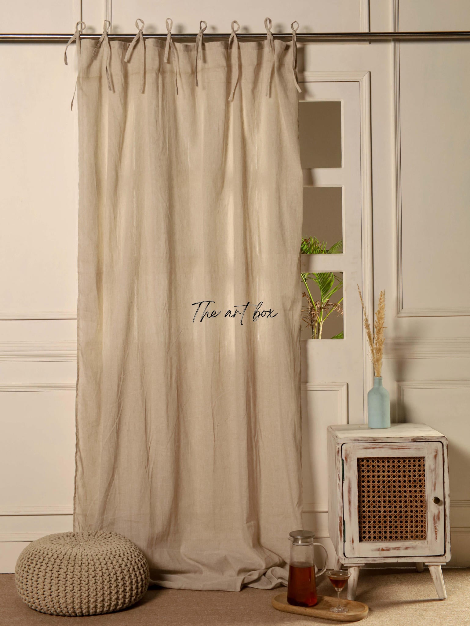 Grey Cotton Curtains - 1 Panel Set